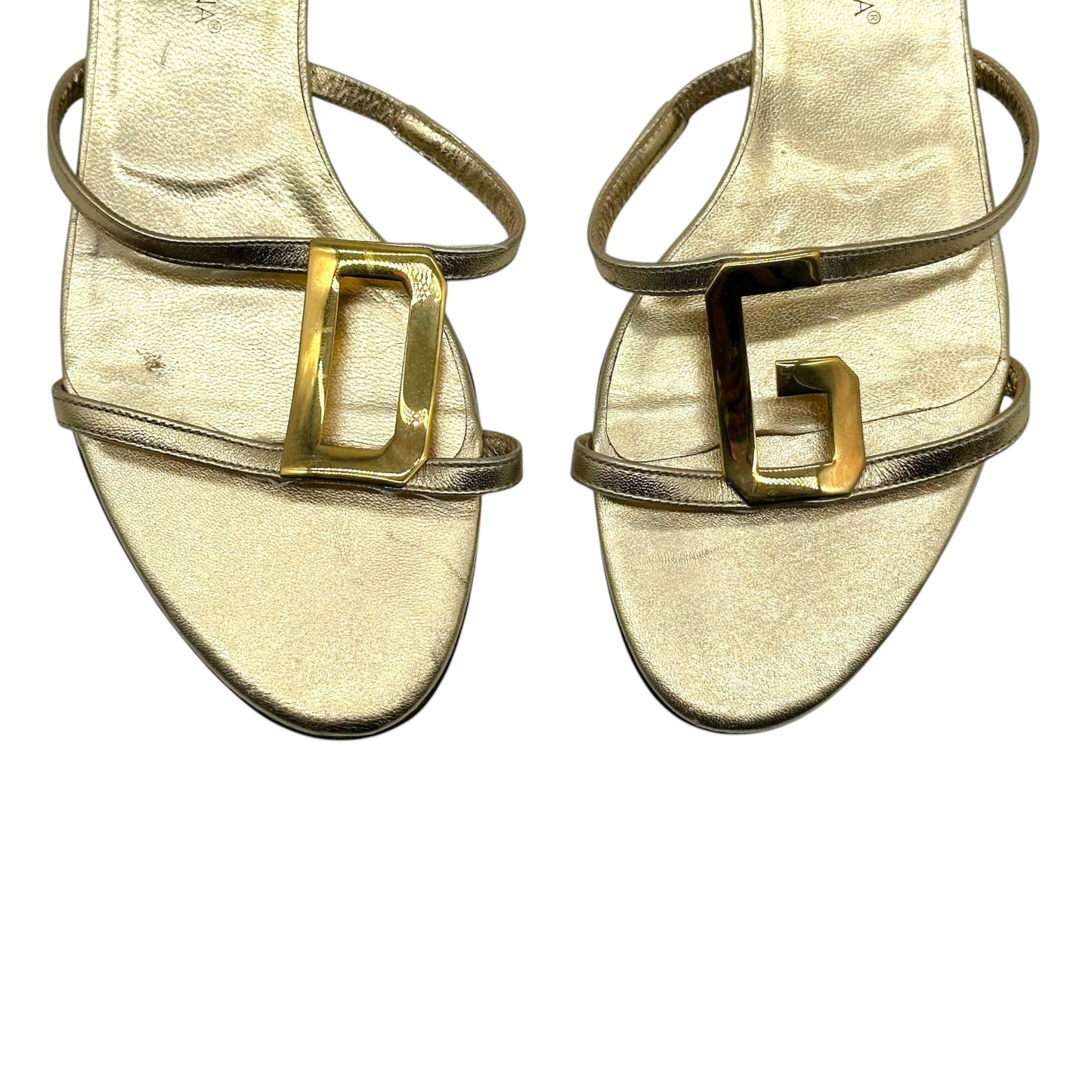 Dolce & Gabbana Gold DG Logo Flat Sandals