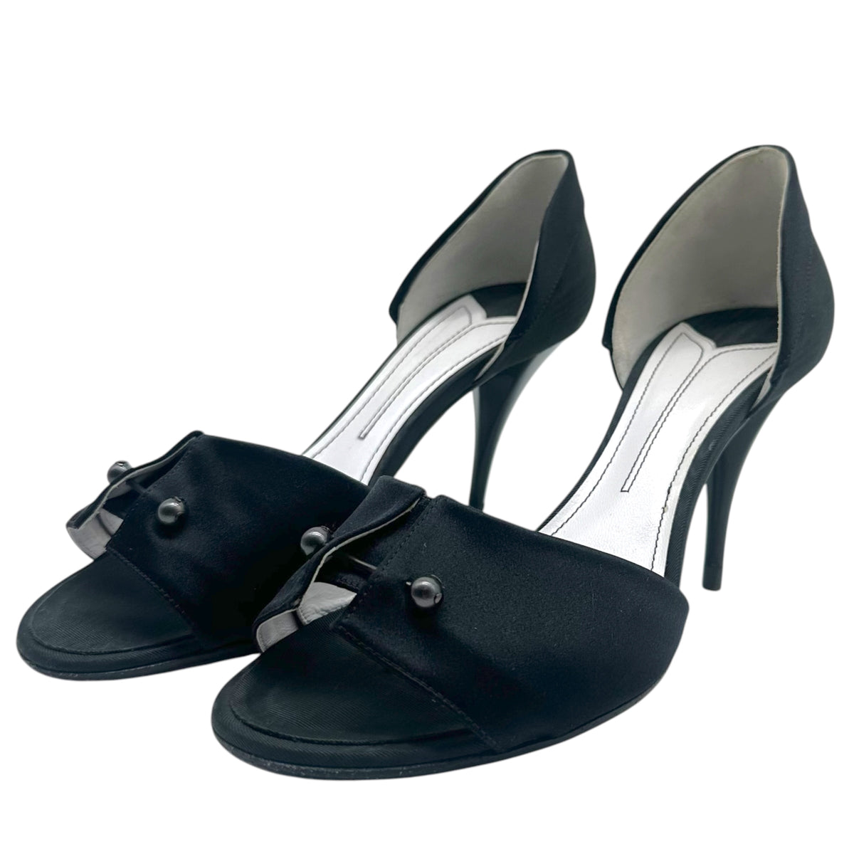 Chanel Tuxedo Black Silk Slingback Heels