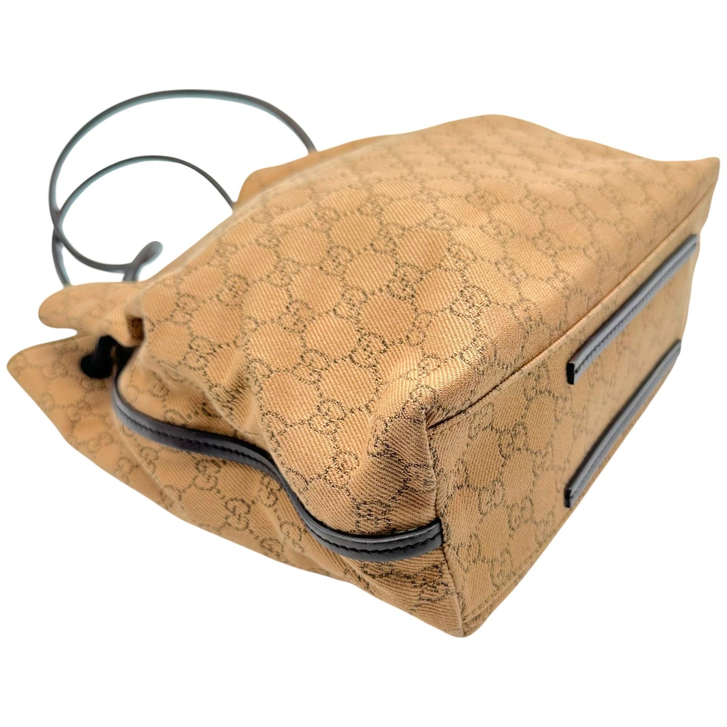 Gucci Tan Monogram Drawstring Slouchy Tote Bag