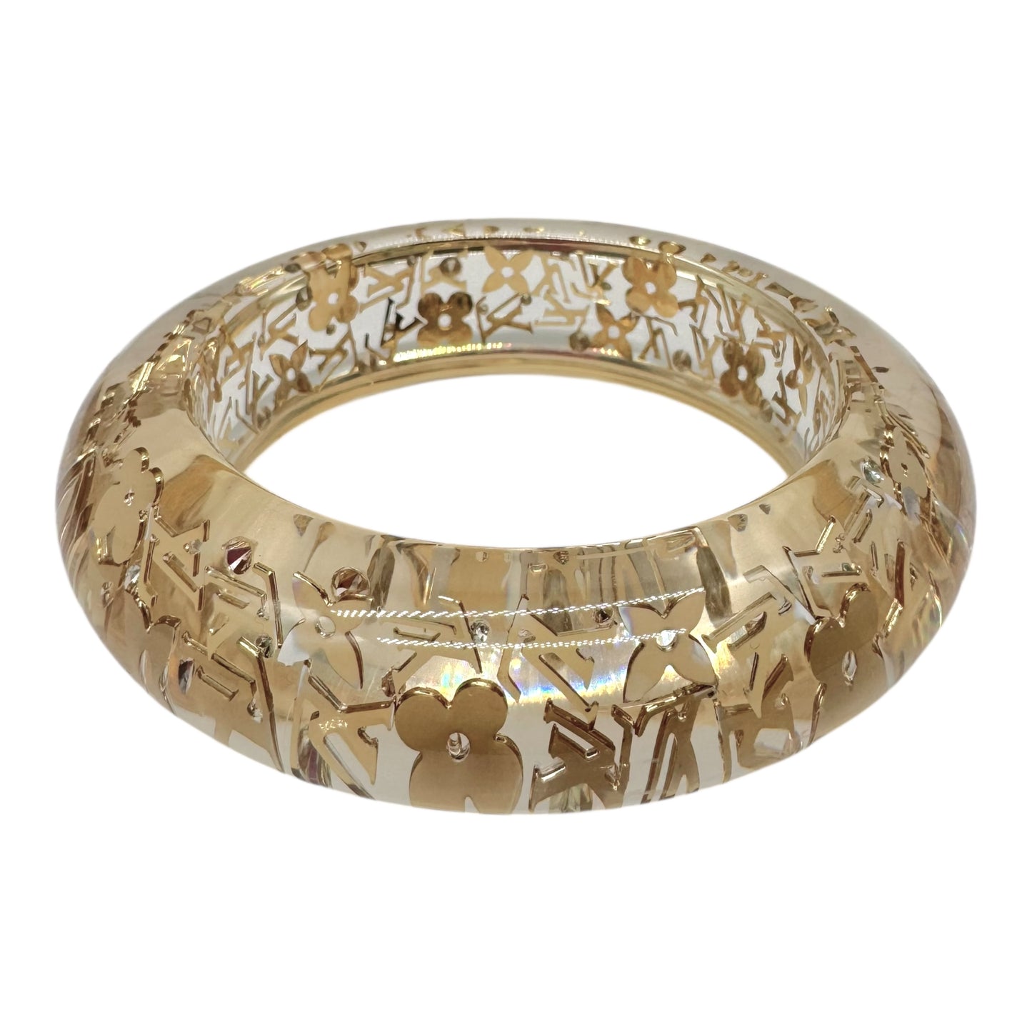 Louis Vuitton Gold & Clear Lucite Bangle Bracelet