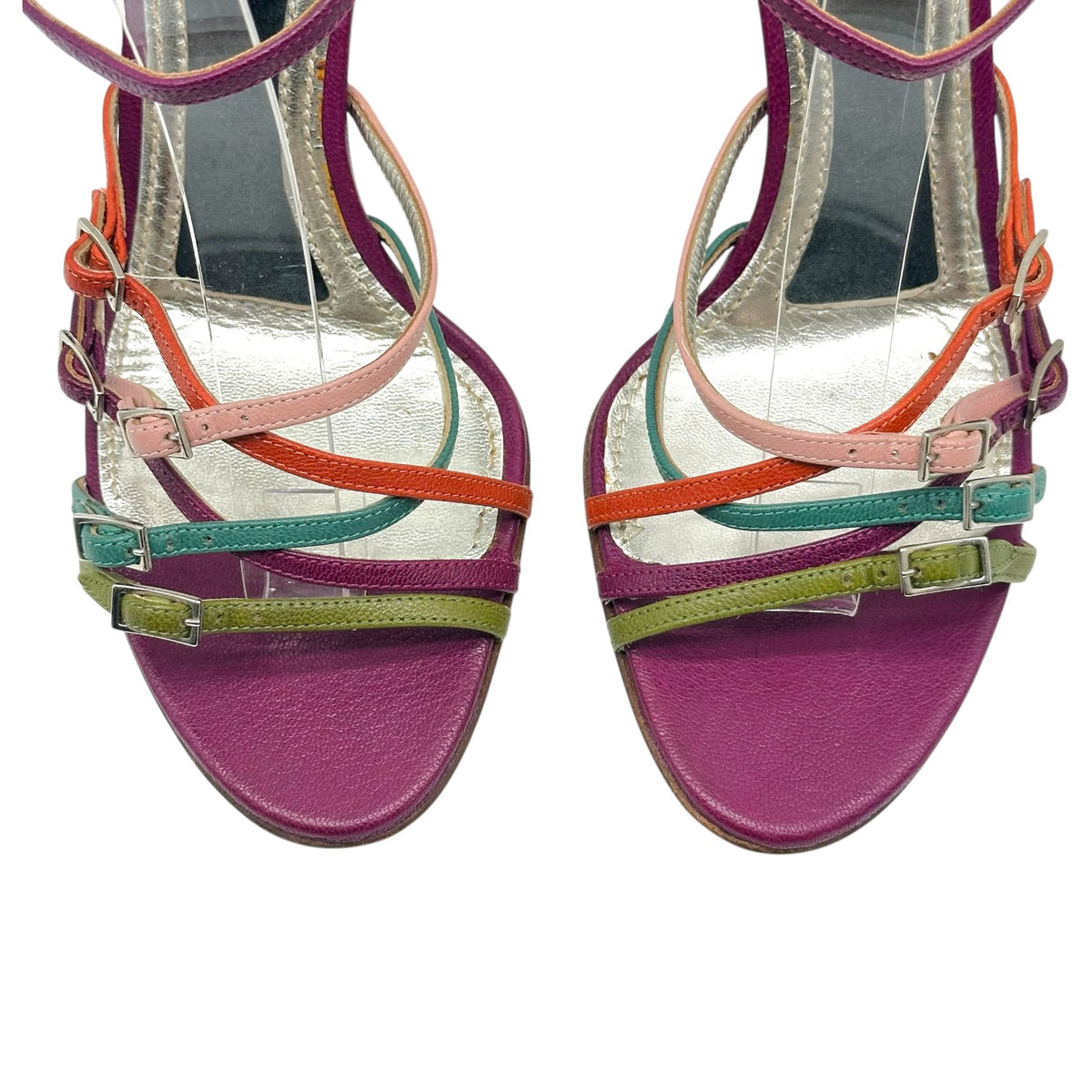 Dolce & Gabbana Purple Multicolor Multi-Strap Sandal Heels