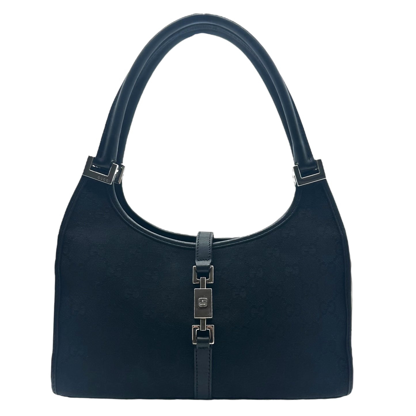 Gucci Black & Silver Monogram Canvas Mini Jackie Bag