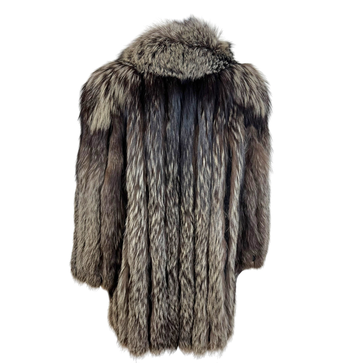 Saga Fox Mid-Length Coat Ivory Tipped Silver Fox Fur