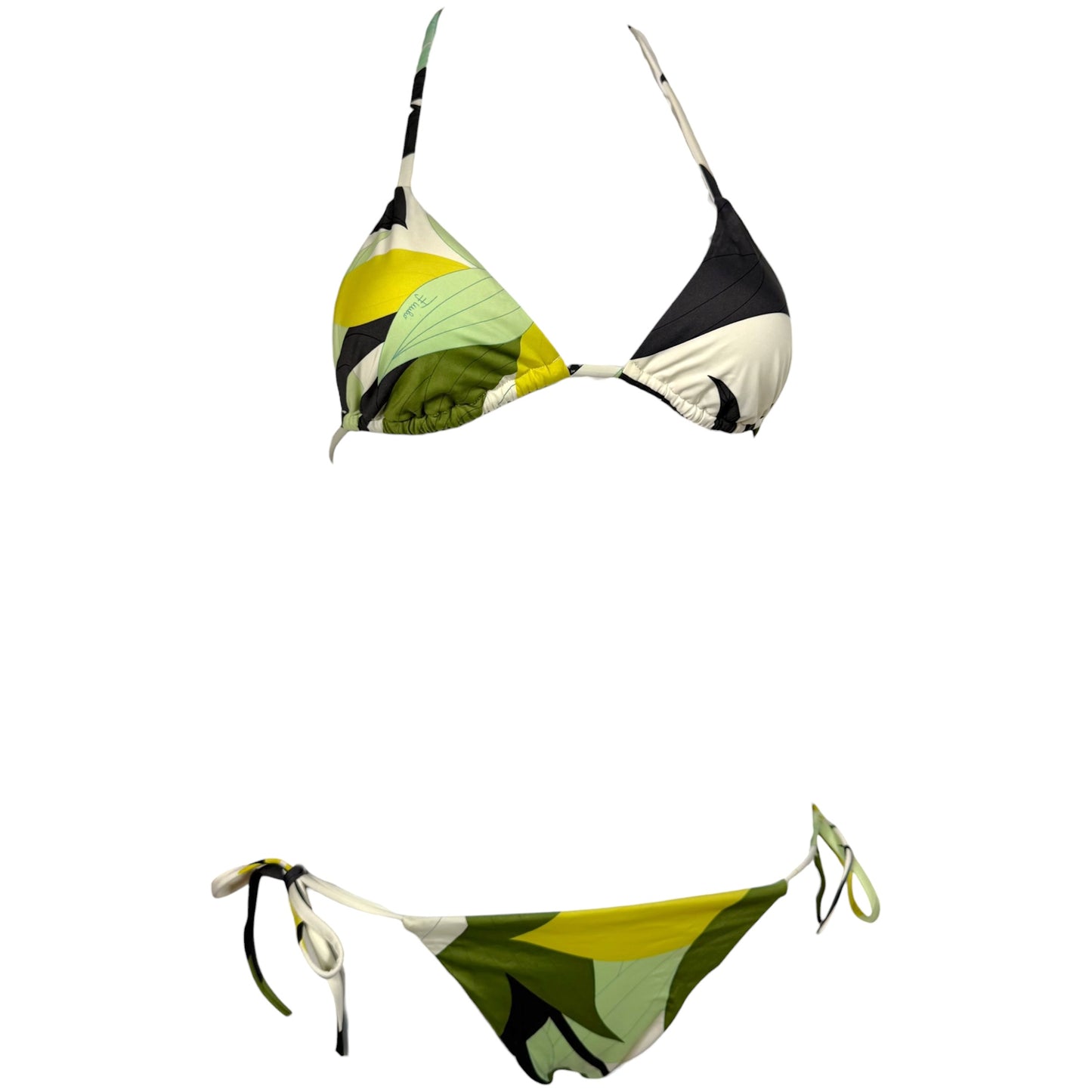 Emilio Pucci Green & Gray Printed Bikini Set