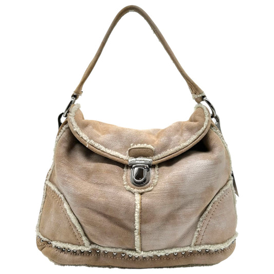 Prada Metallic Pink Shearling Hobo Bag