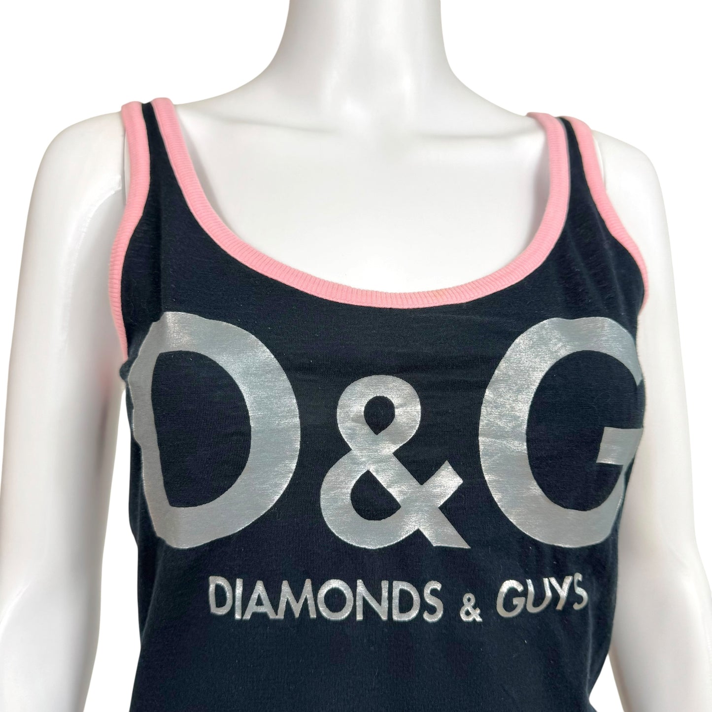 Dolce & Gabbana Black Pink Logo Tank Top