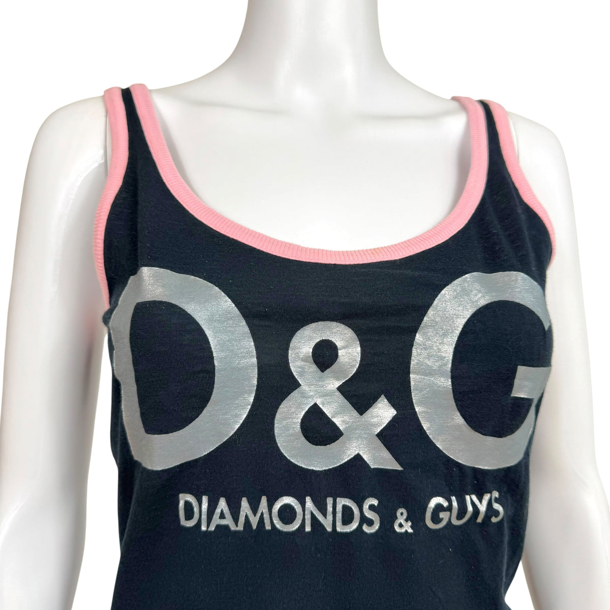 Dolce & Gabbana Black Pink Logo Tank Top