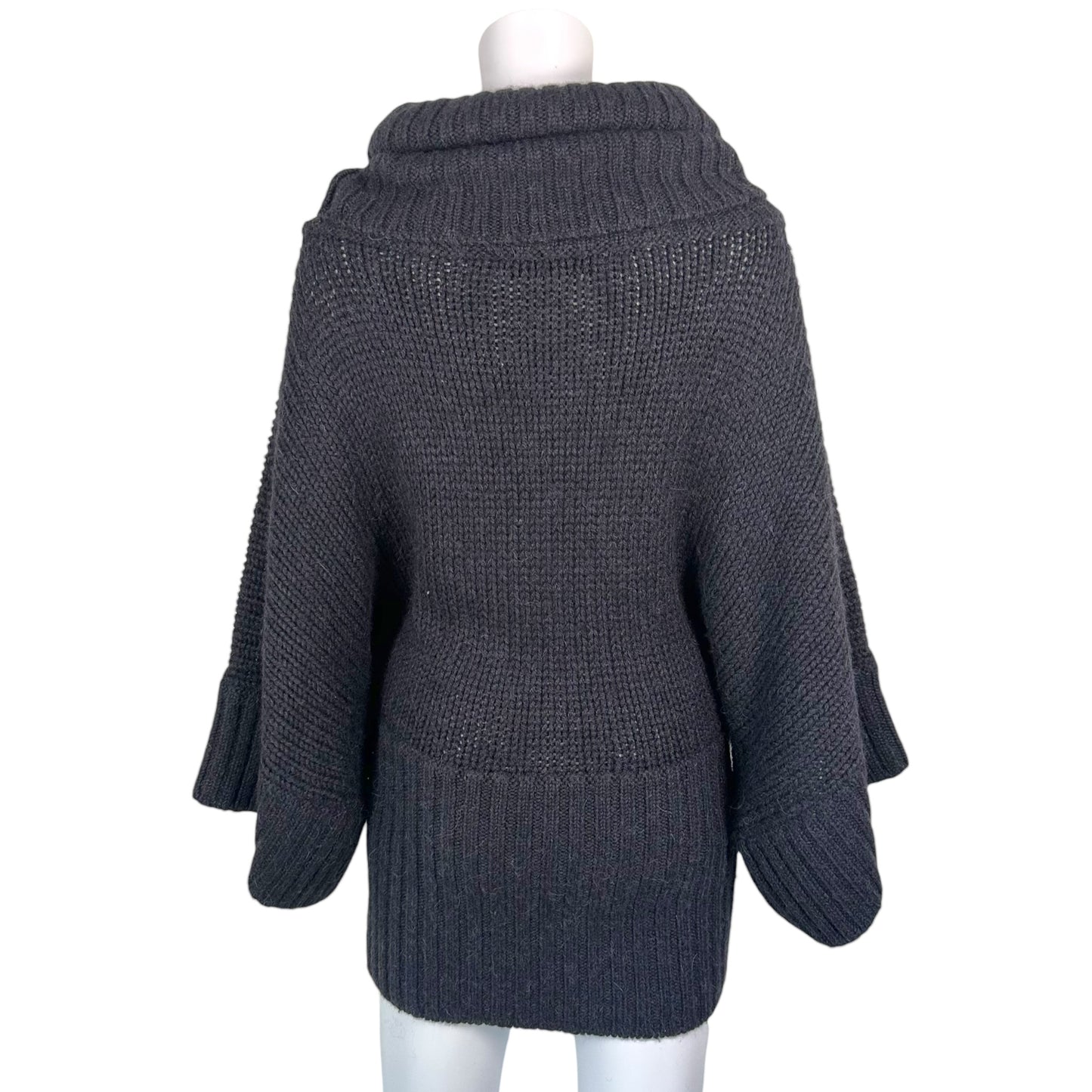 Dolce & Gabbana Black Wide Sleeve Turtleneck Alpaca Knit Sweater