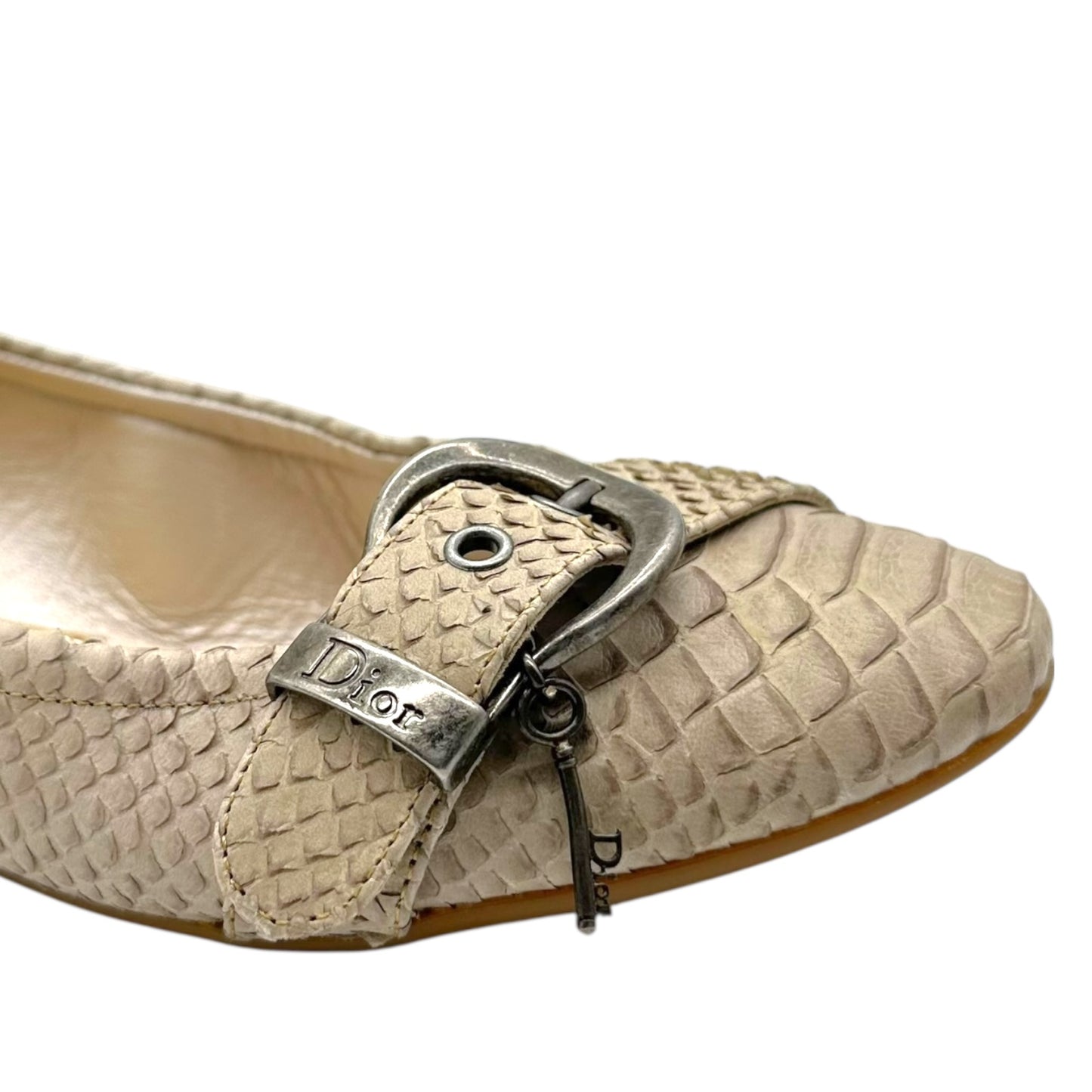 Christian Dior Ivory Python Gaucho Flats