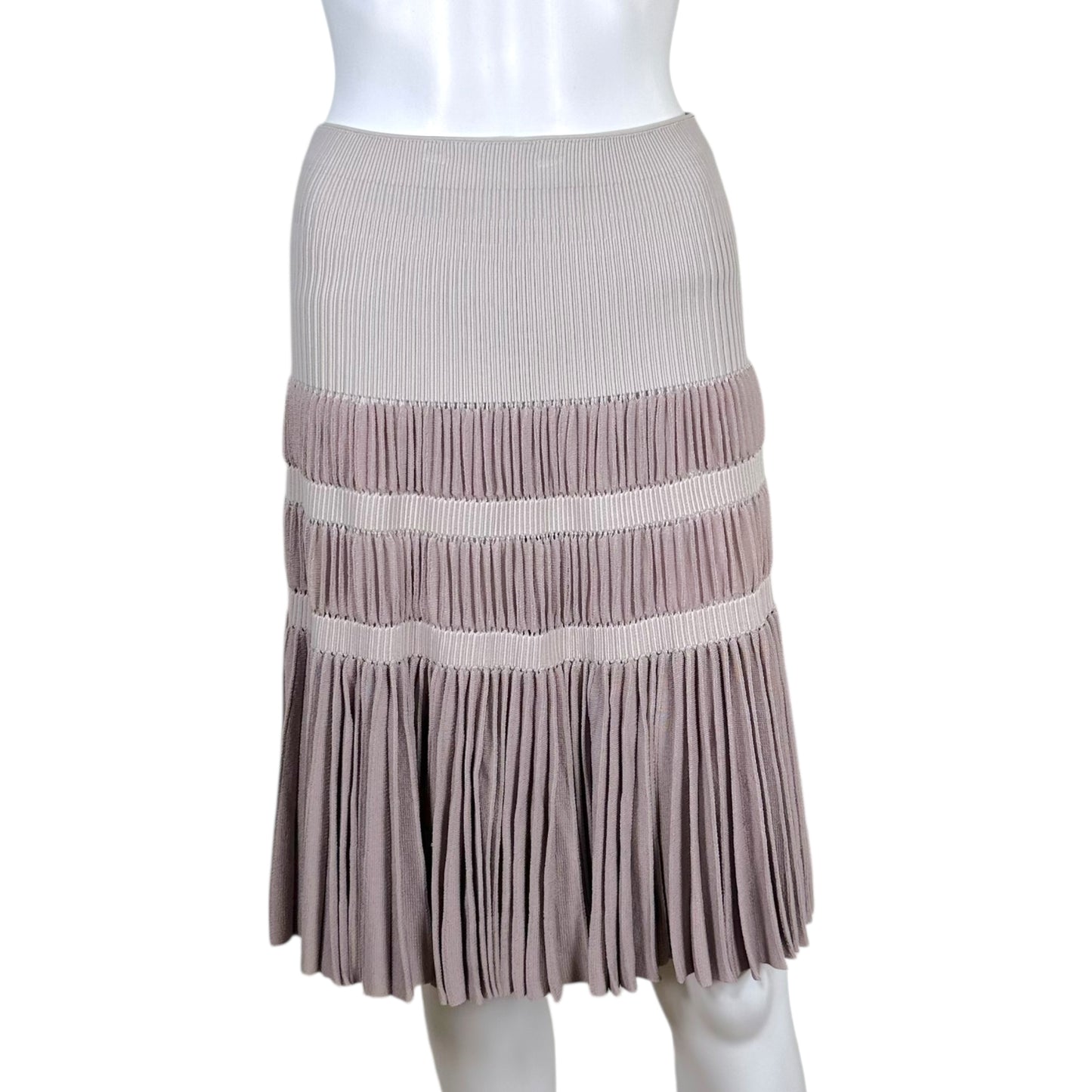 Alaïa Lavender Silk Knit Pleated Midi Skirt