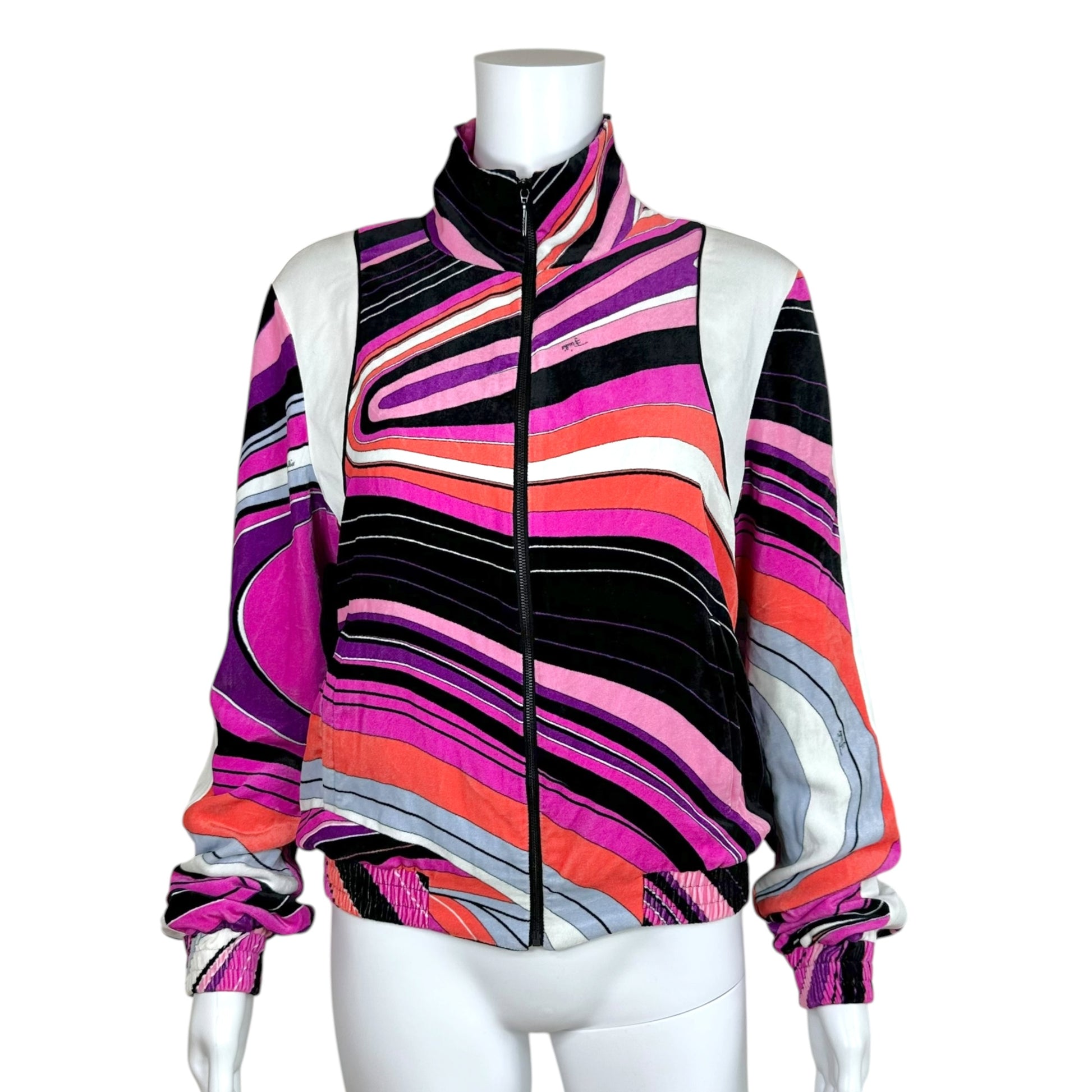 Emilio Pucci Zip-Up Track Jacket Pink Black Velvet
