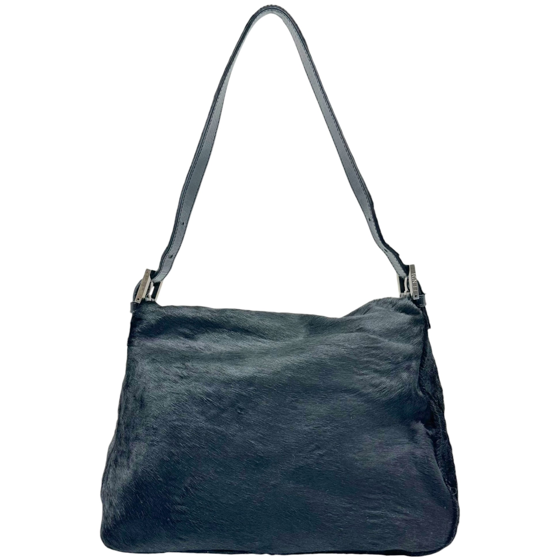 Fendi Black Ponyhair Mama Baguette Shoulder Bag