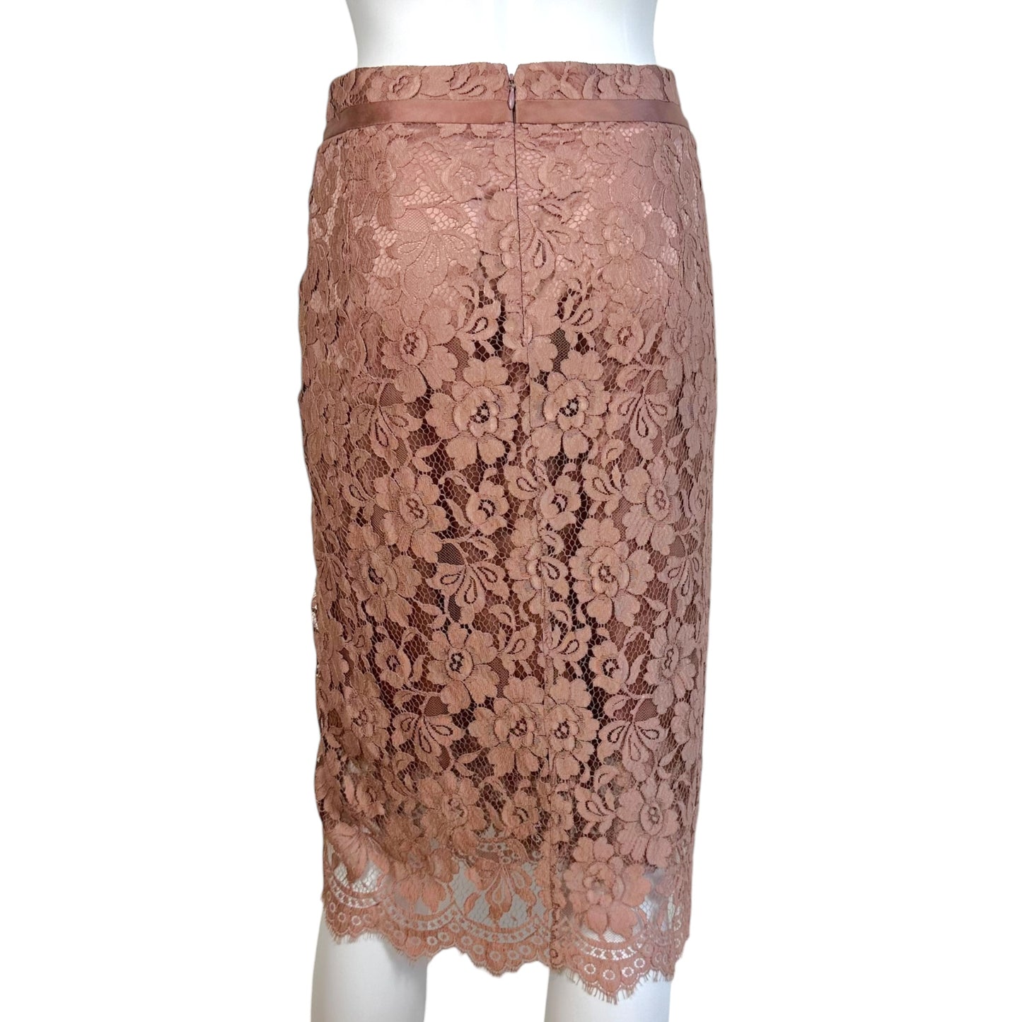Dolce & Gabbana Blush Pink Lace & Silk Midi Skirt