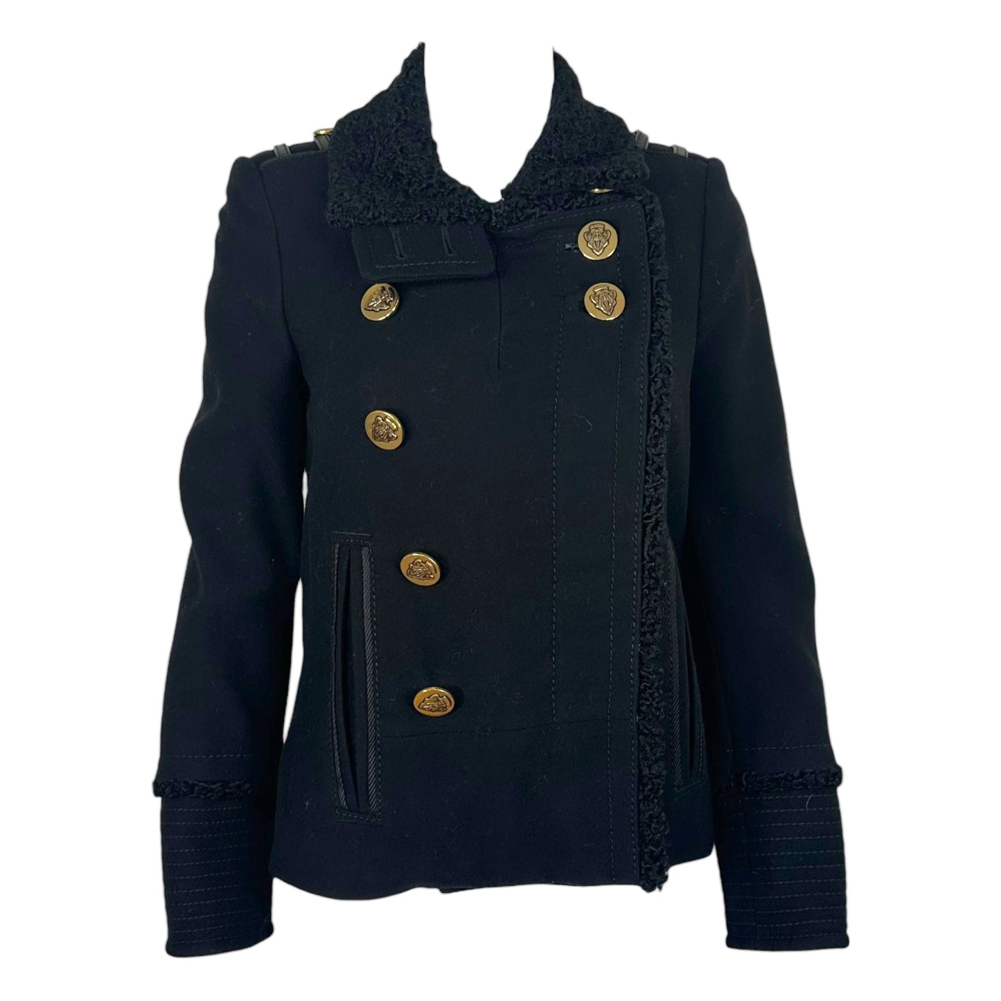 Gucci F/W 2008 Black Wool & Cashmere Pea Coat