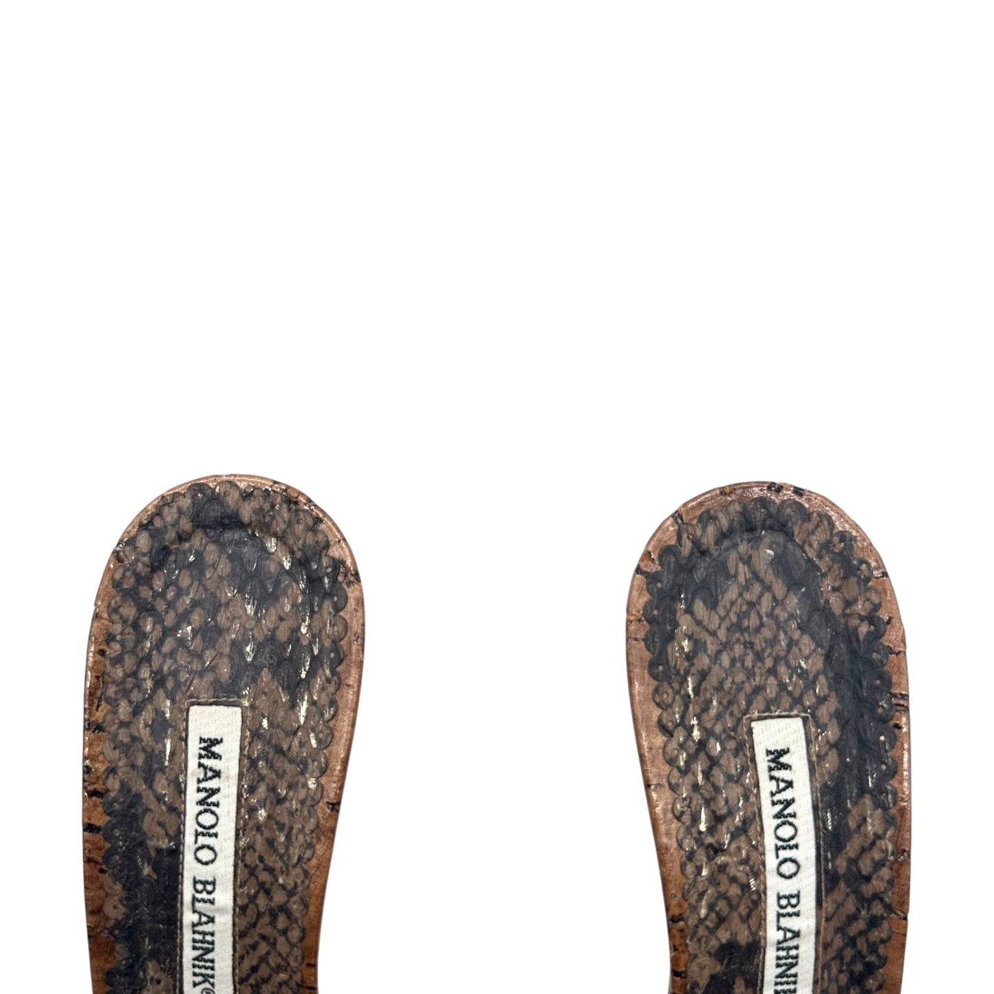 Manolo Blahnik Brown Cork Kitten Heels