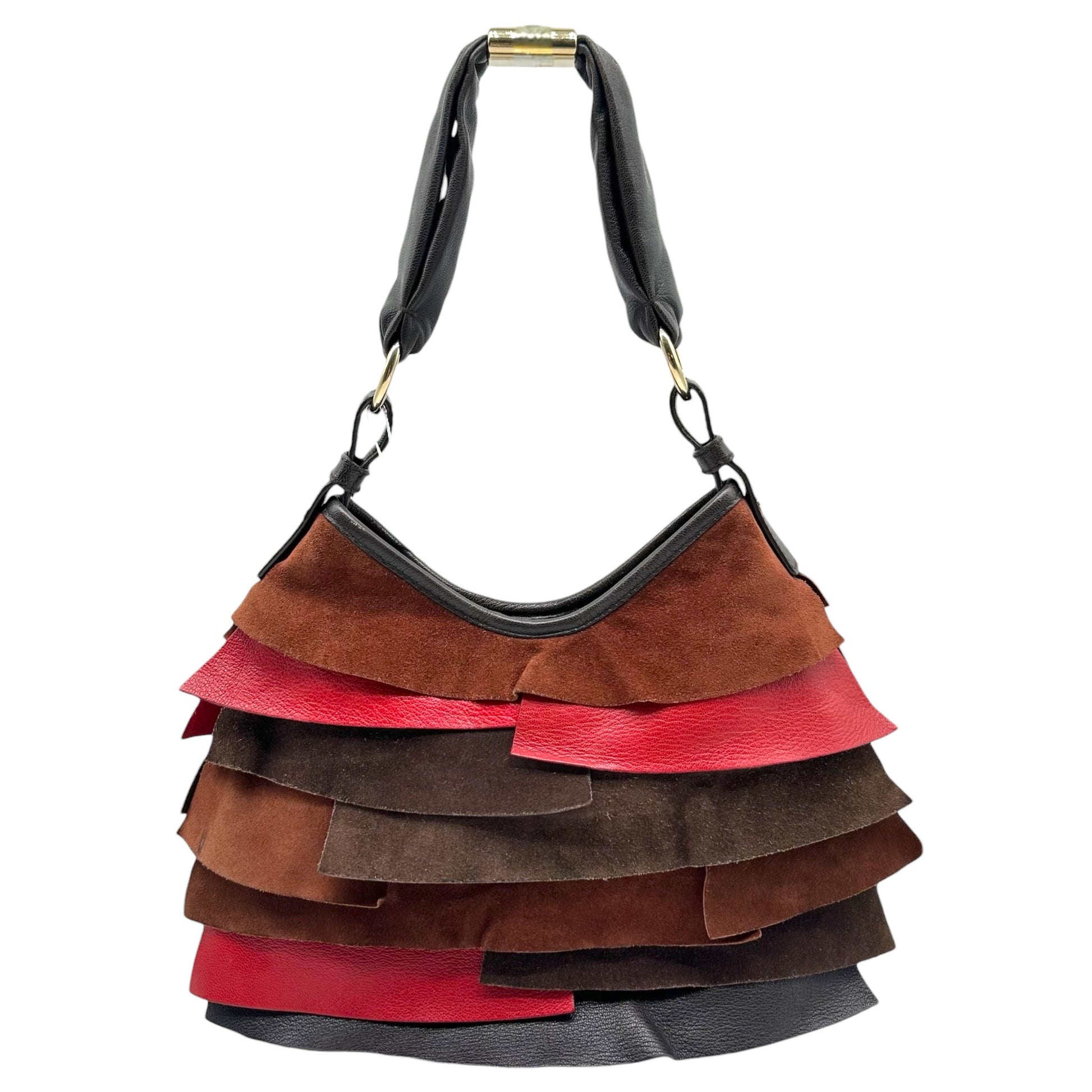 Yves Saint Laurent Small St. Tropez Bag Red Brown Suede