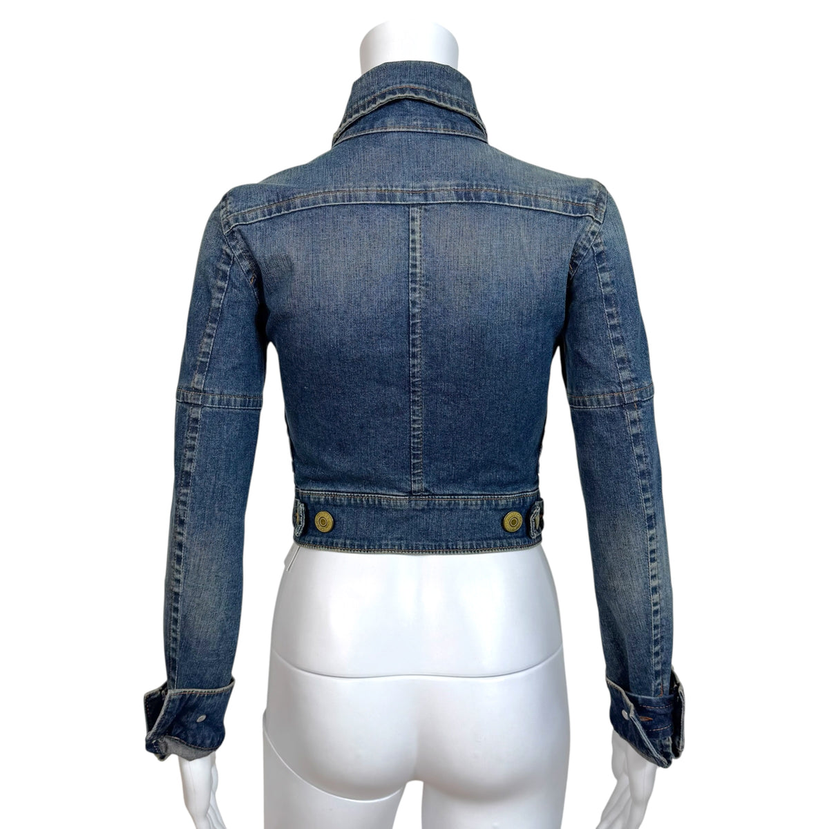 Dsquared2 Distressed Denim Contrast Zip Cropped Jacket