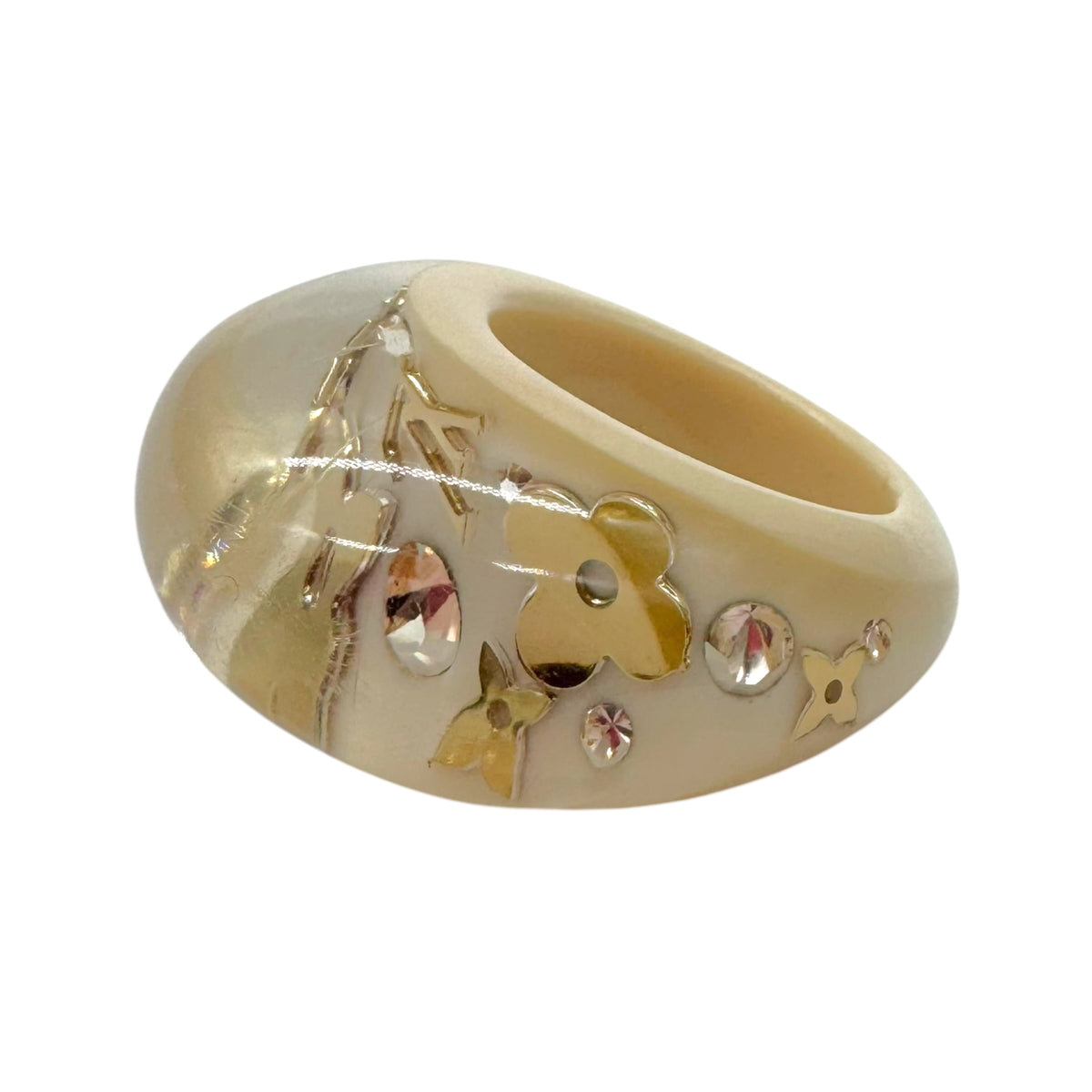 Louis Vuitton Bubble Ring Ivory Gold Logo Inclusion