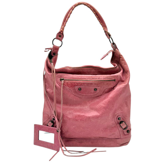 Balenciaga Pink Lambskin The Day City Hobo Bag
