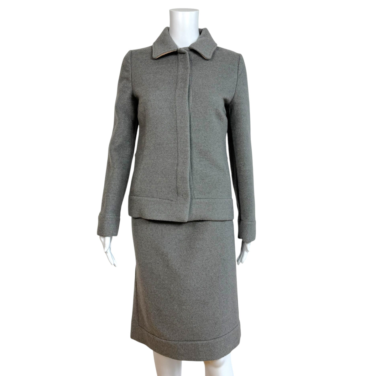 Dolce & Gabbana Gray Camel Double-Sided Midi Skirt Coat Set