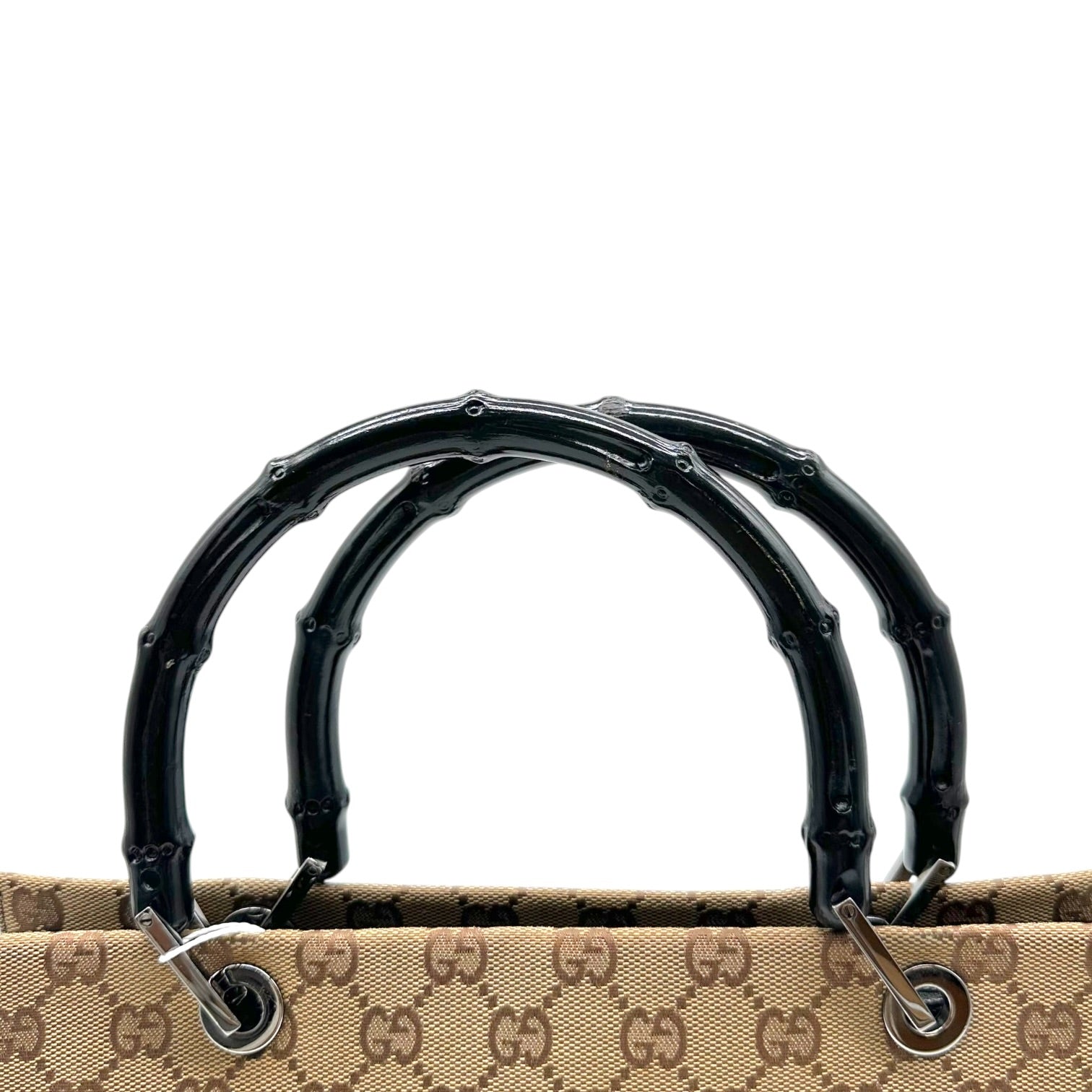 Gucci Tan Monogram Bamboo Handle Mini Tote Bag