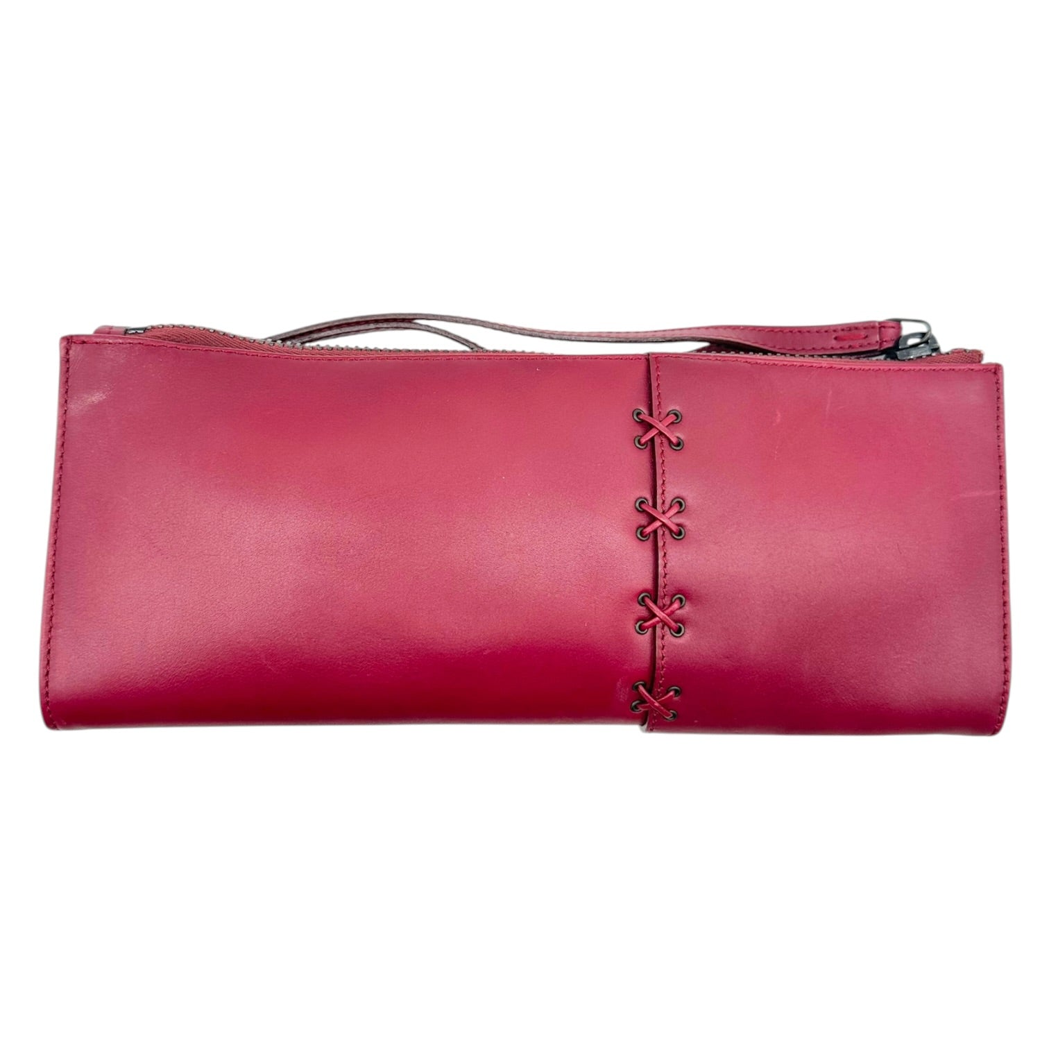Gucci Burgundy Leather Clutch Bag With Whipstitch Detail
