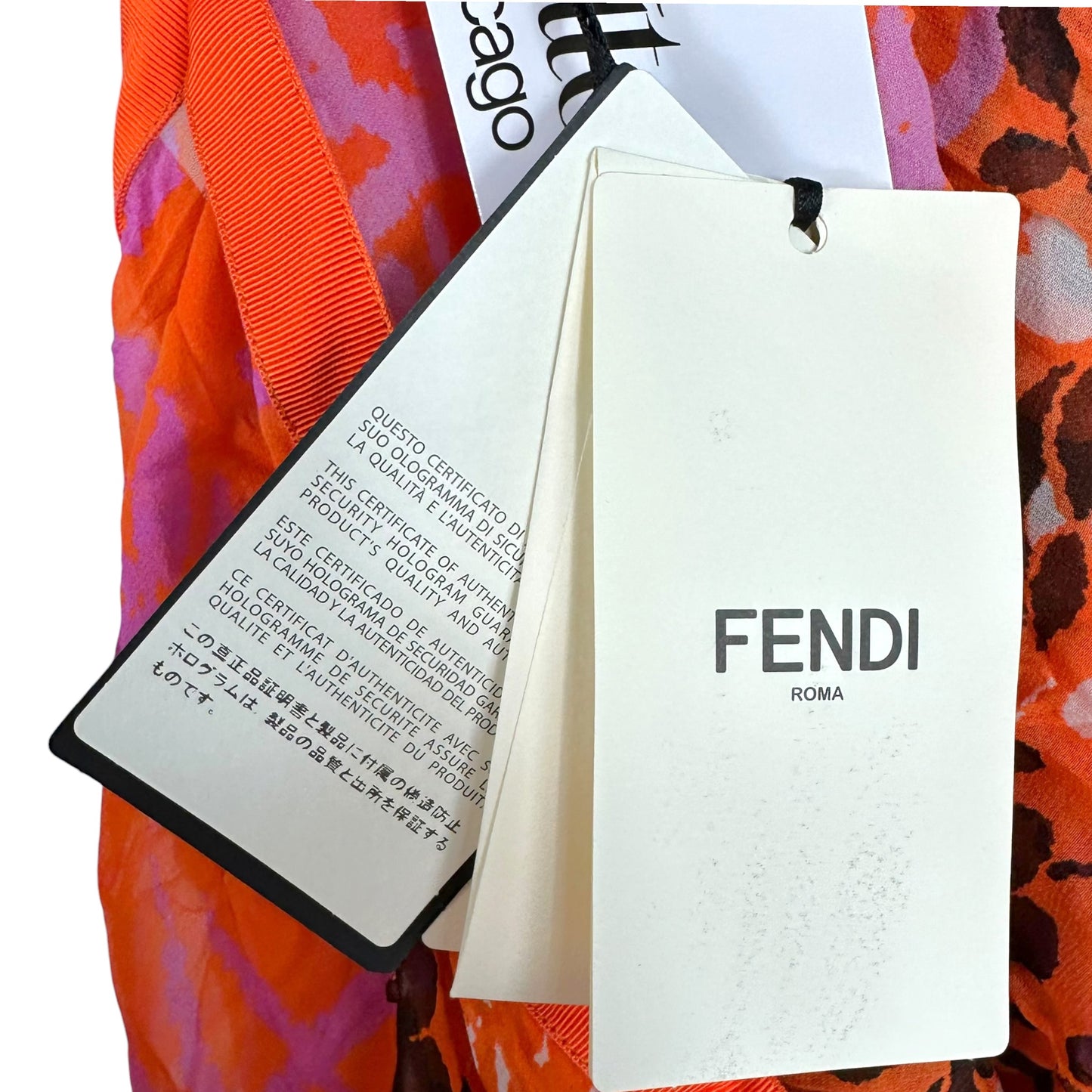 Fendi Orange & Purple Printed Silk Batwing Sleeve Cut-Out Maxi Dress NEW