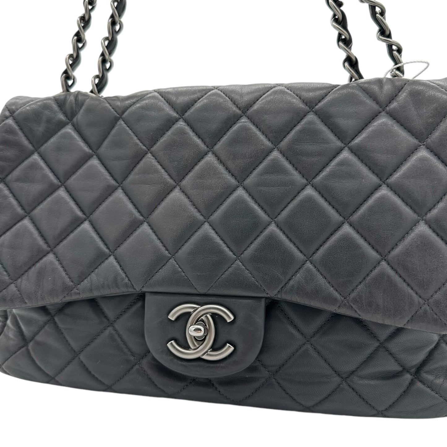 Chanel 2008 Gray Lambskin Jumbo Single Flap Bag