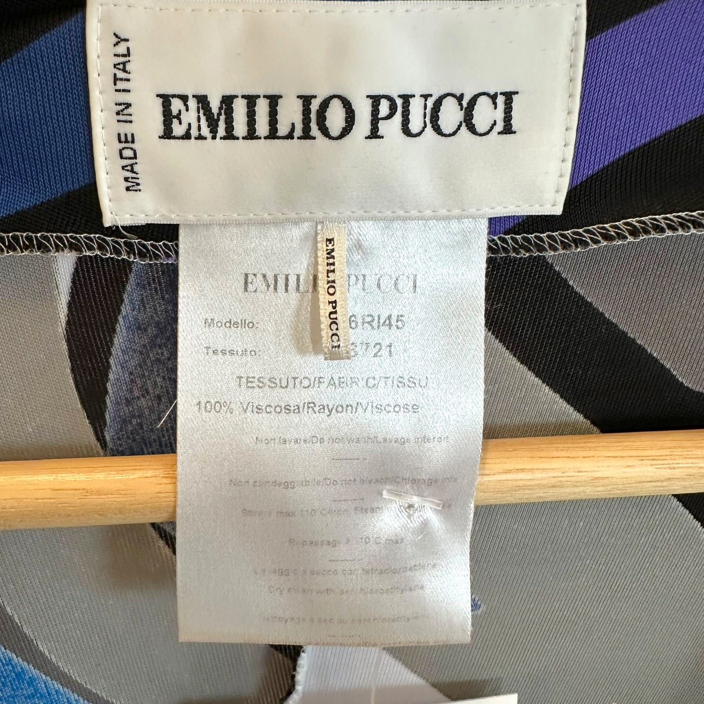 Emilio Pucci Longsleeve Midi Dress Blue Gray Print