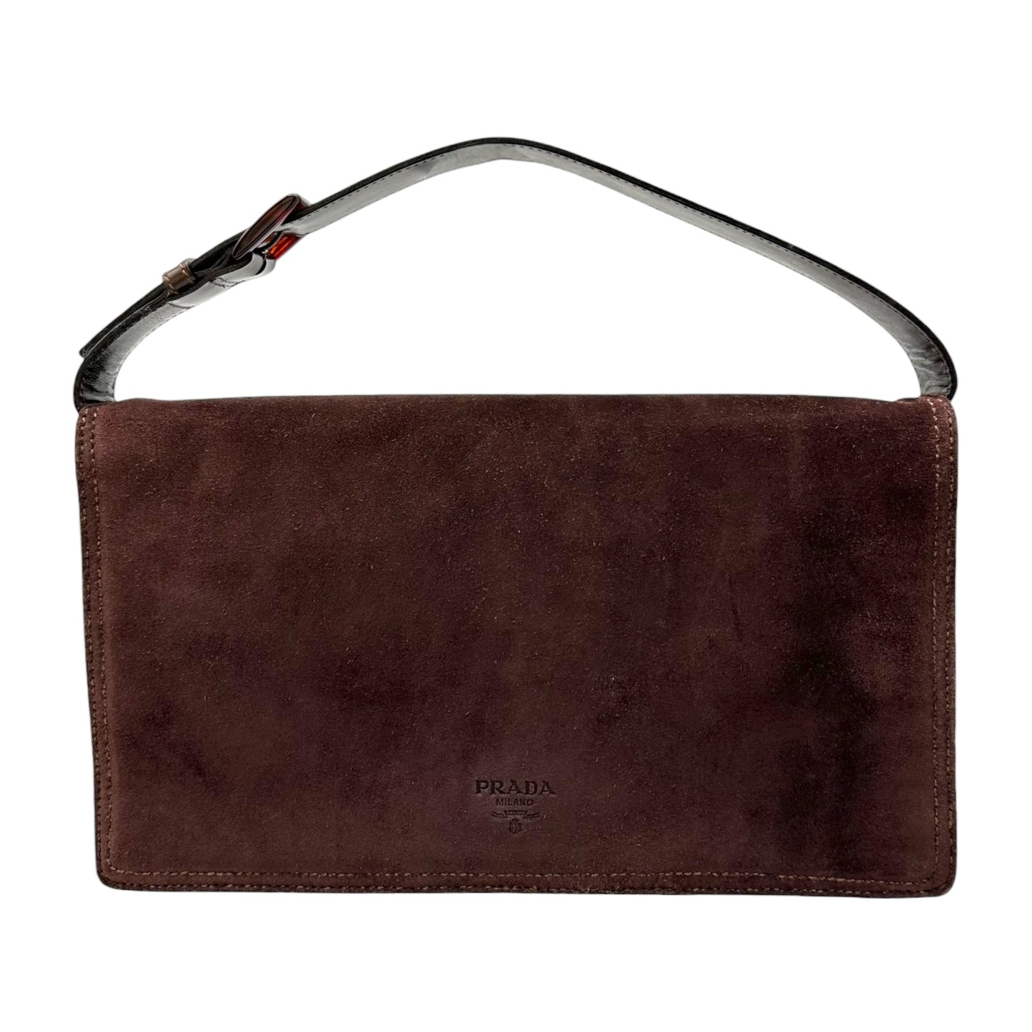 Prada Brown Suede & Leather Clutch Bag