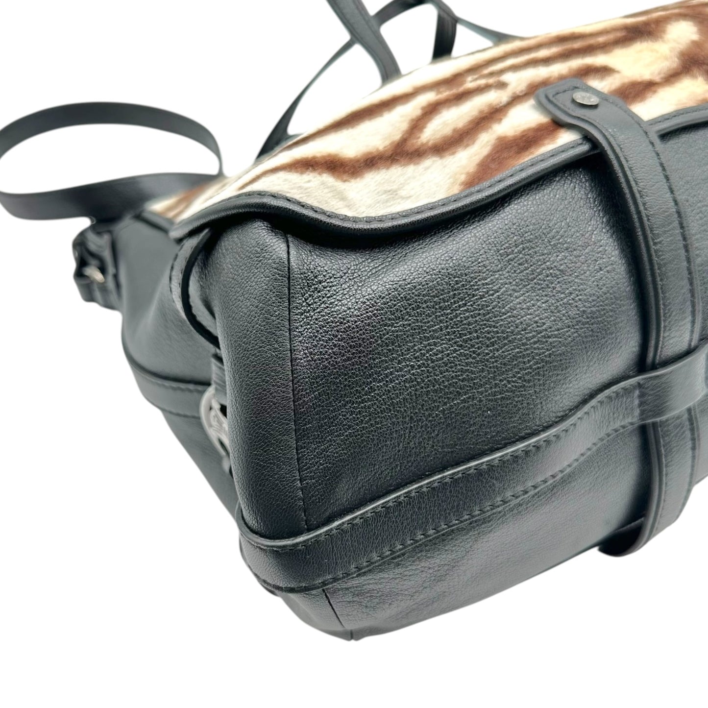 Celine Zebra Print Ponyhair & Black Leather XL 2-Way Tote Bag