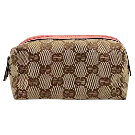 Gucci Pink & Tan Monogram Small Cosmetic Pouch