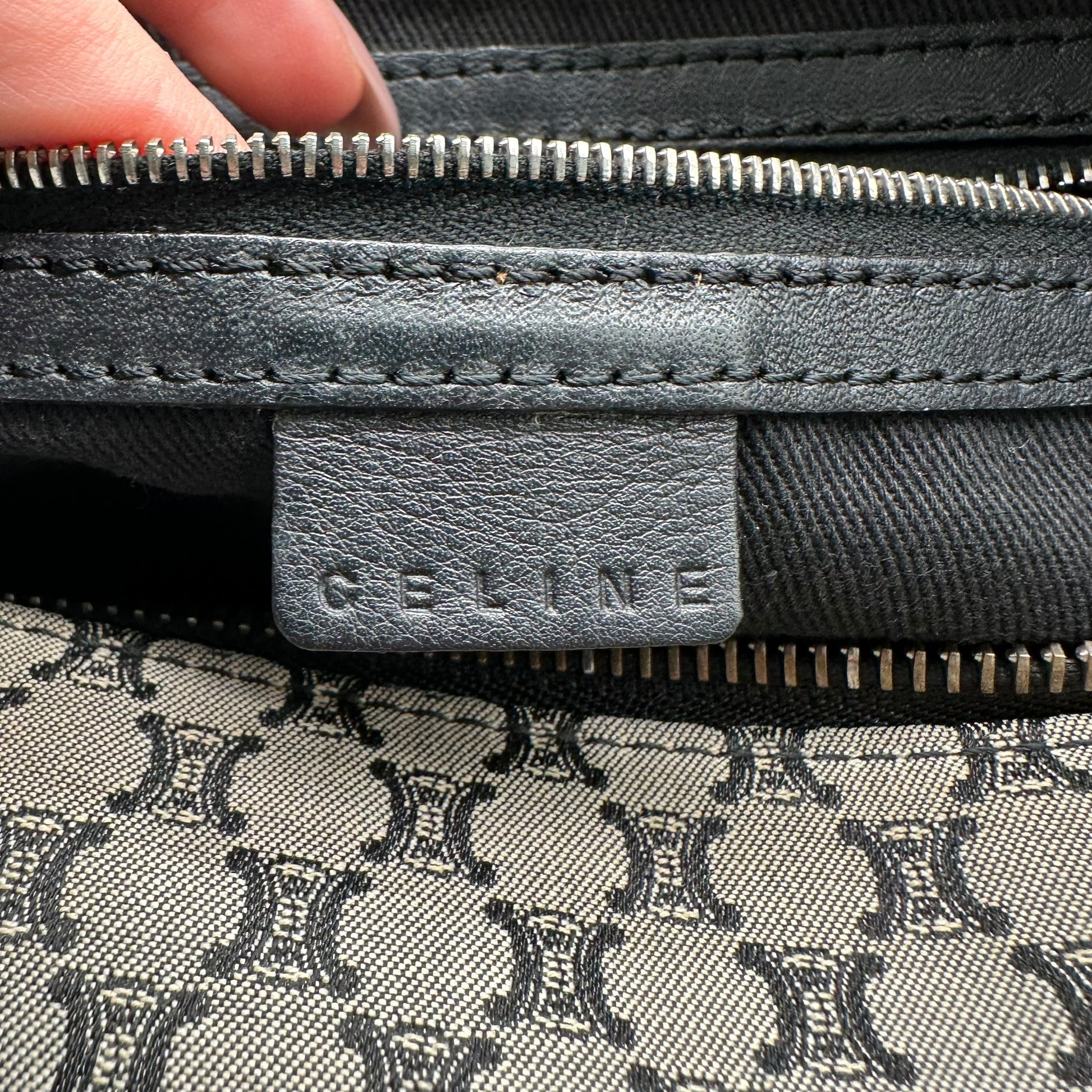 Celine Navy Triomphe Monogram Mini Shoulder Bag - Outfit Repeater