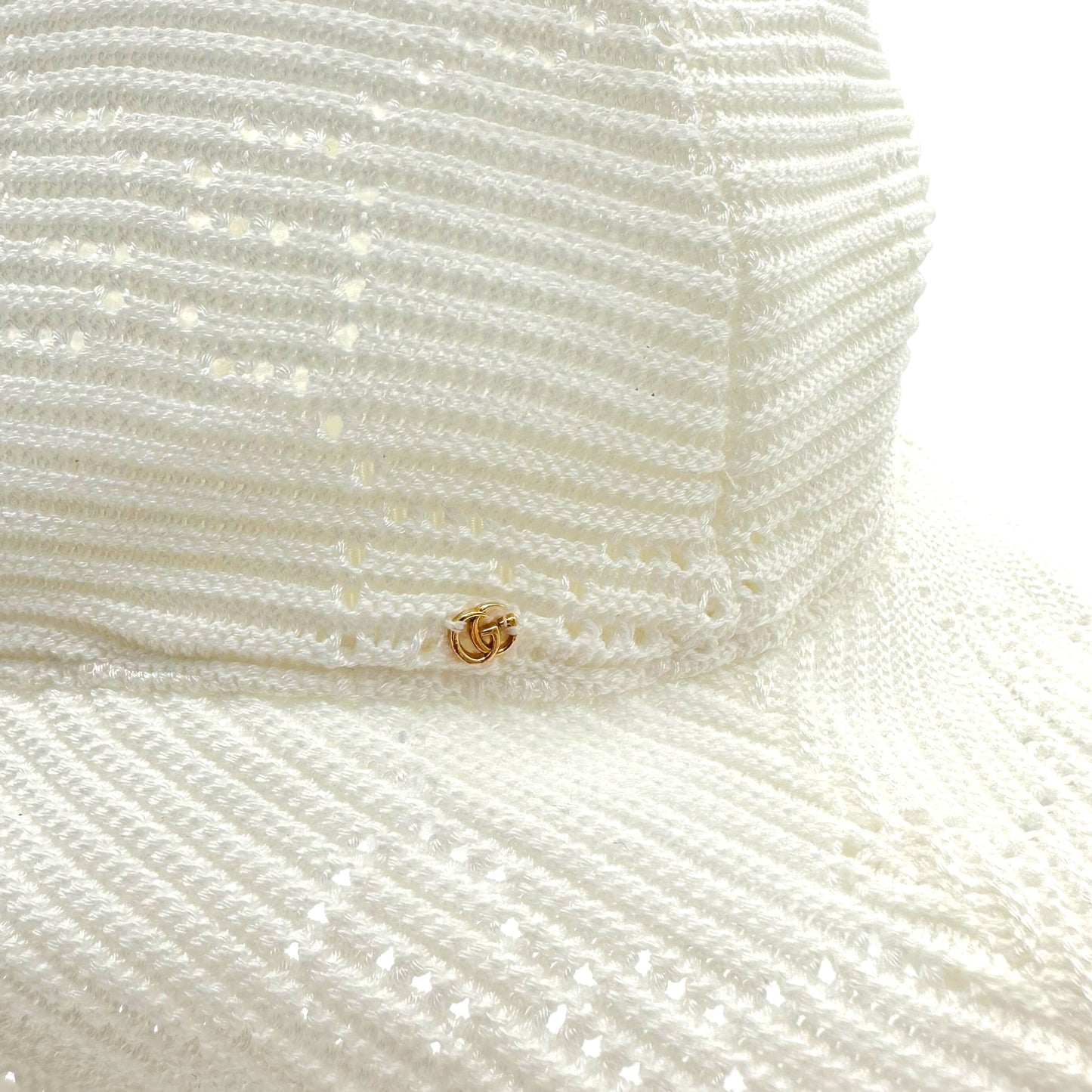 Gucci White Monogram Knit Bucket Hat