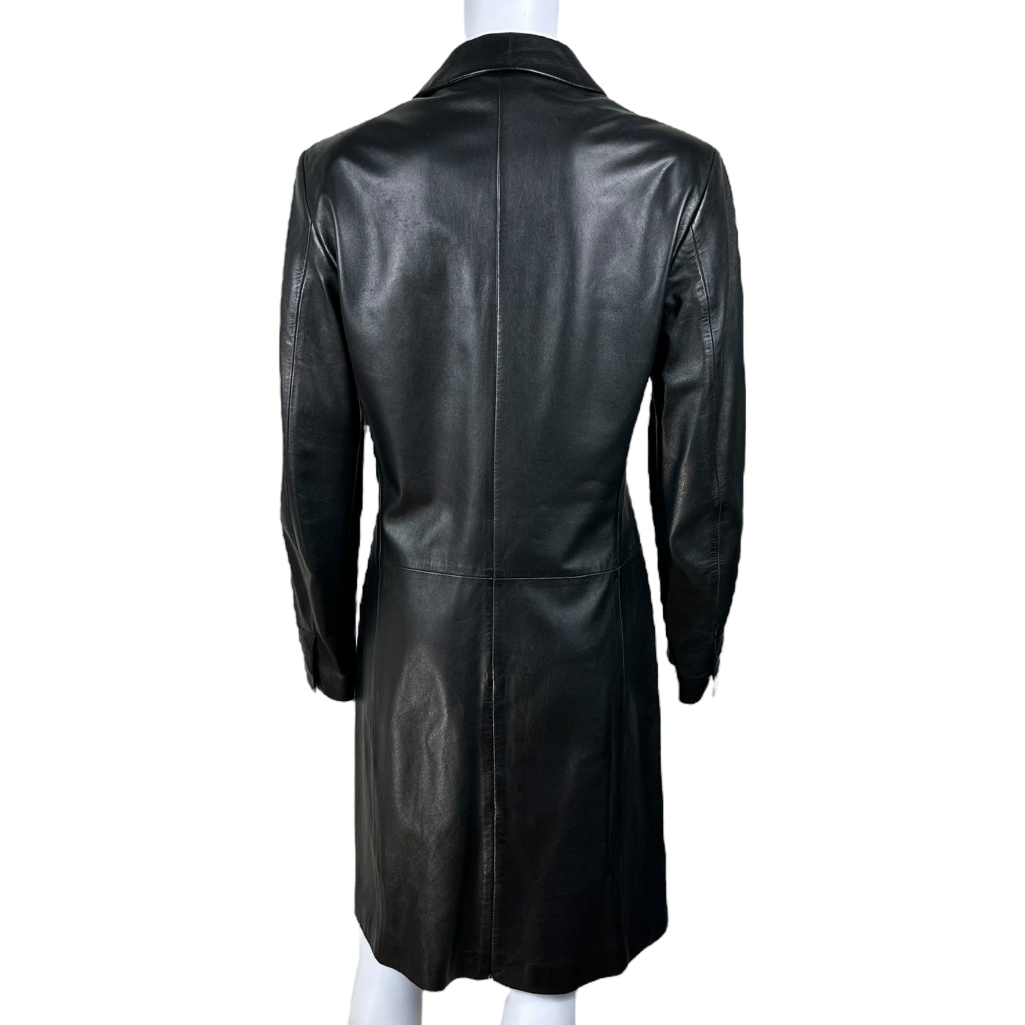 Versace Versus 90's Black Leather Longline Coat