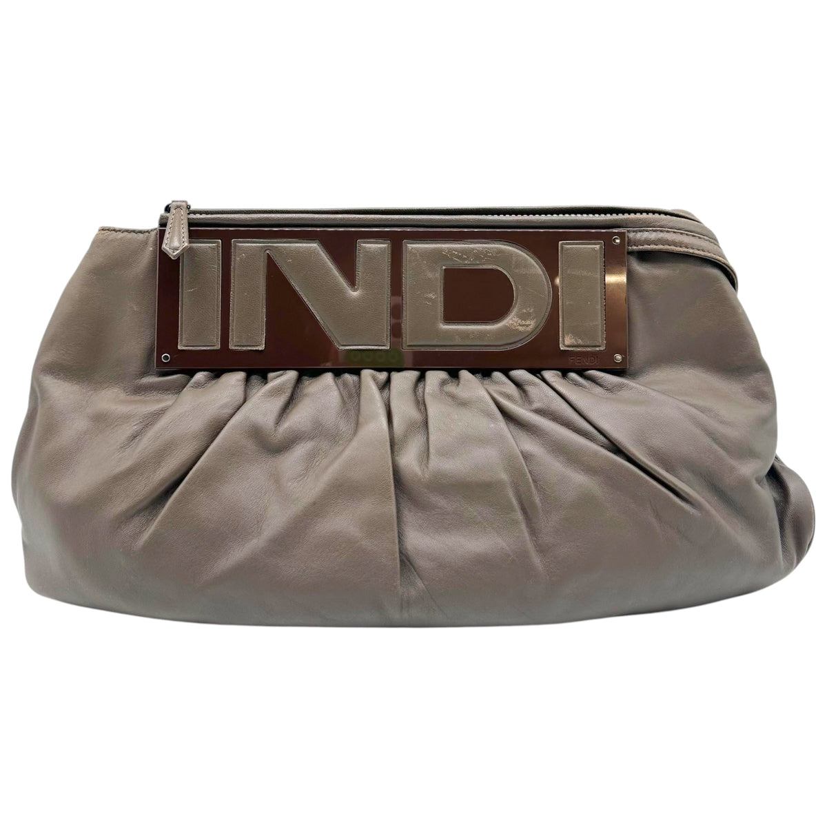 Fendi Brown Leather Convertible To You Clutch / Shoulder Bag