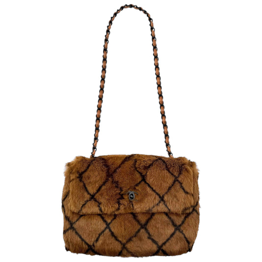 Chanel Brown & Black Rabbit Fur Matelasse Flap Bag 2000-02 - Outfit Repeater