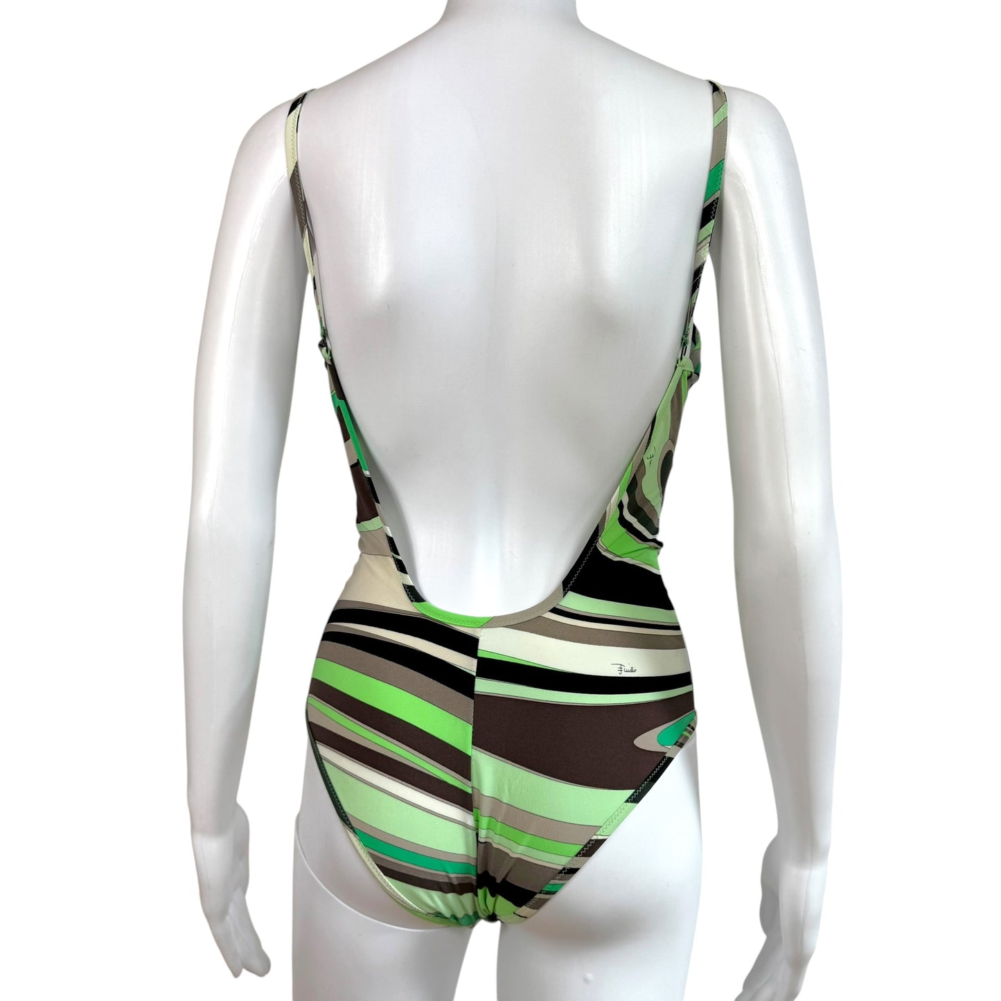 Emilio Pucci Green & Black Printed One Piece Swimsuit