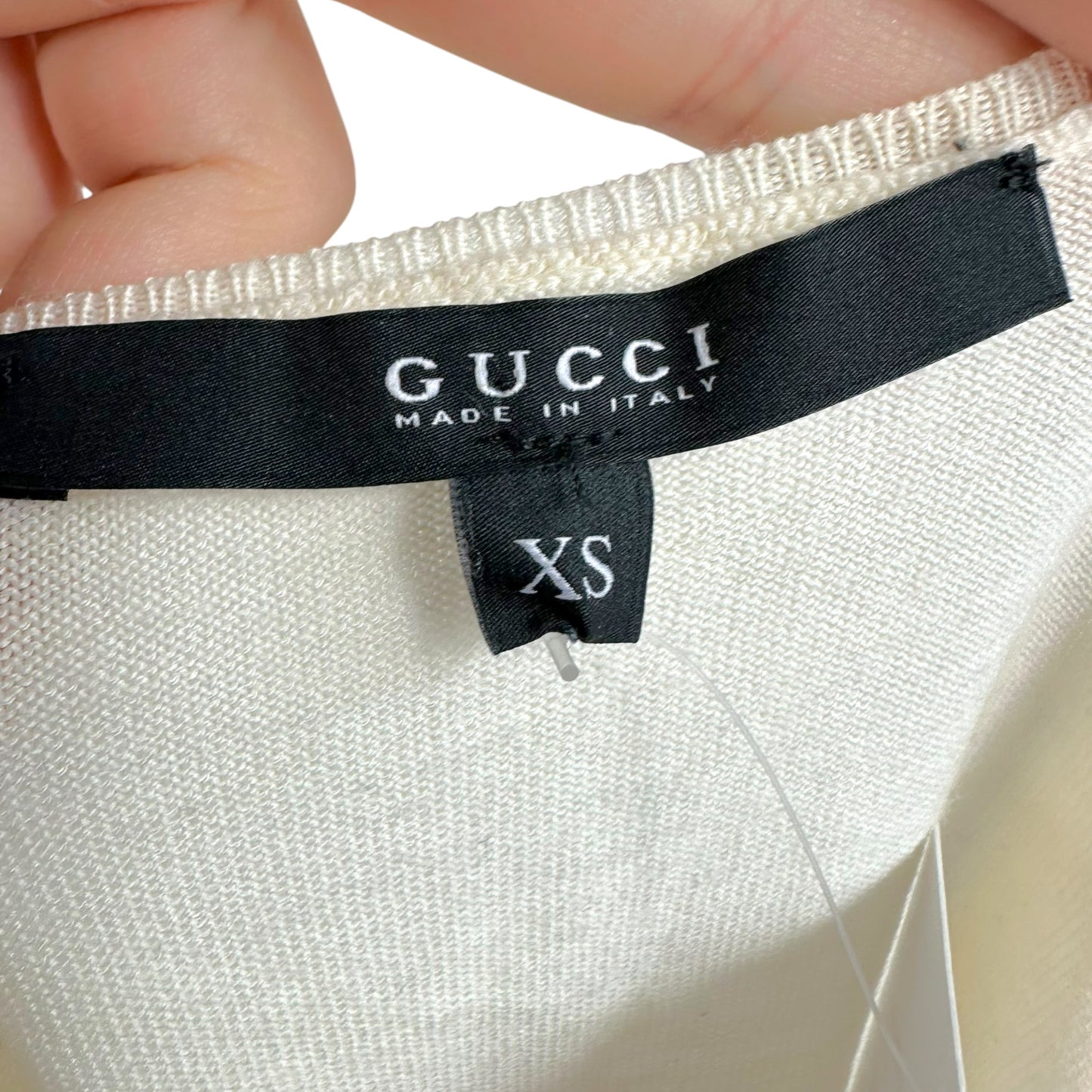 Gucci Ivory Wool Knit V-Neck Tank Top