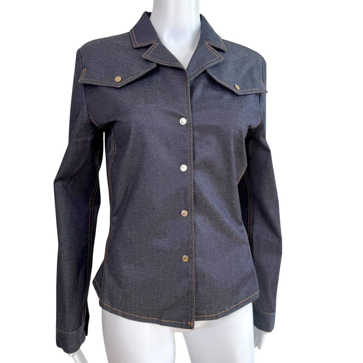 Gucci Denim Button Up Shirt Jacket Dark Wash 1990s