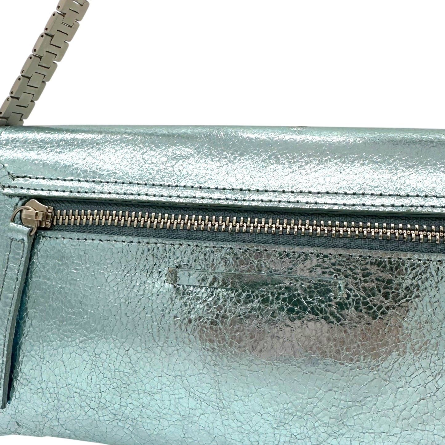 Jean Paul Gaultier Metallic Blue Leather Barrel Bag