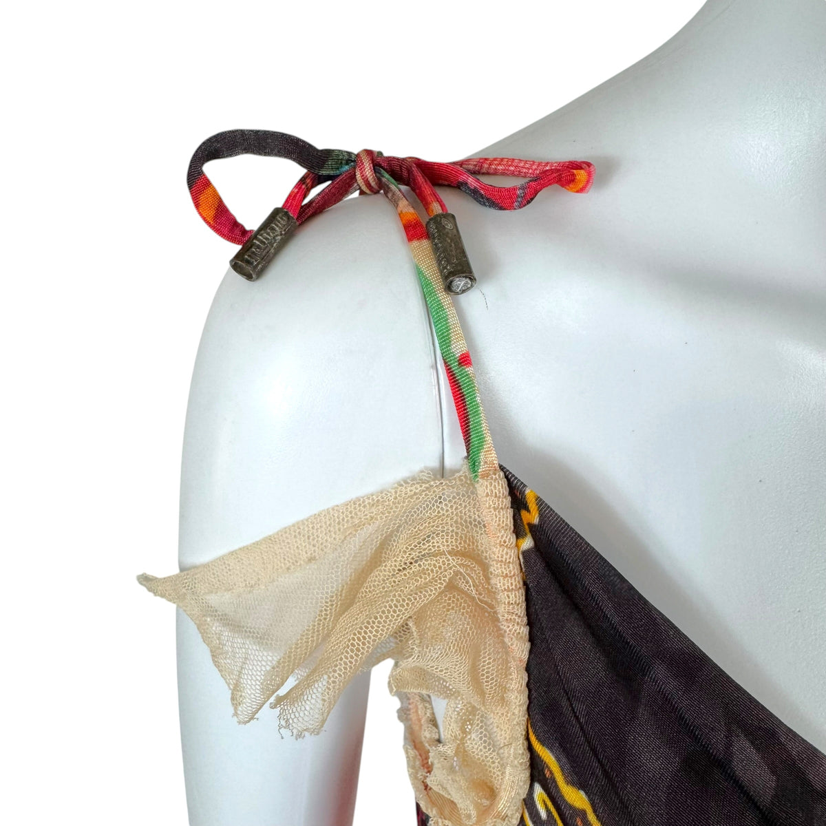 Galliano Multicolor Patterned Cowl Neck Cami Top