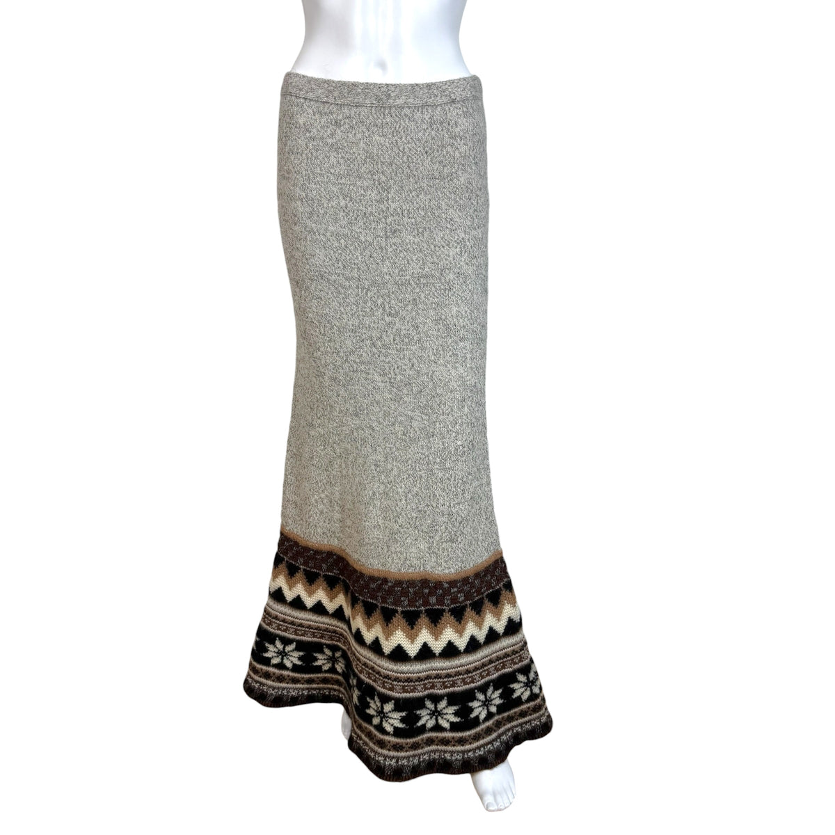 Jean Paul Gaultier Knit Maxi Skirt Grey Nordic Pattern