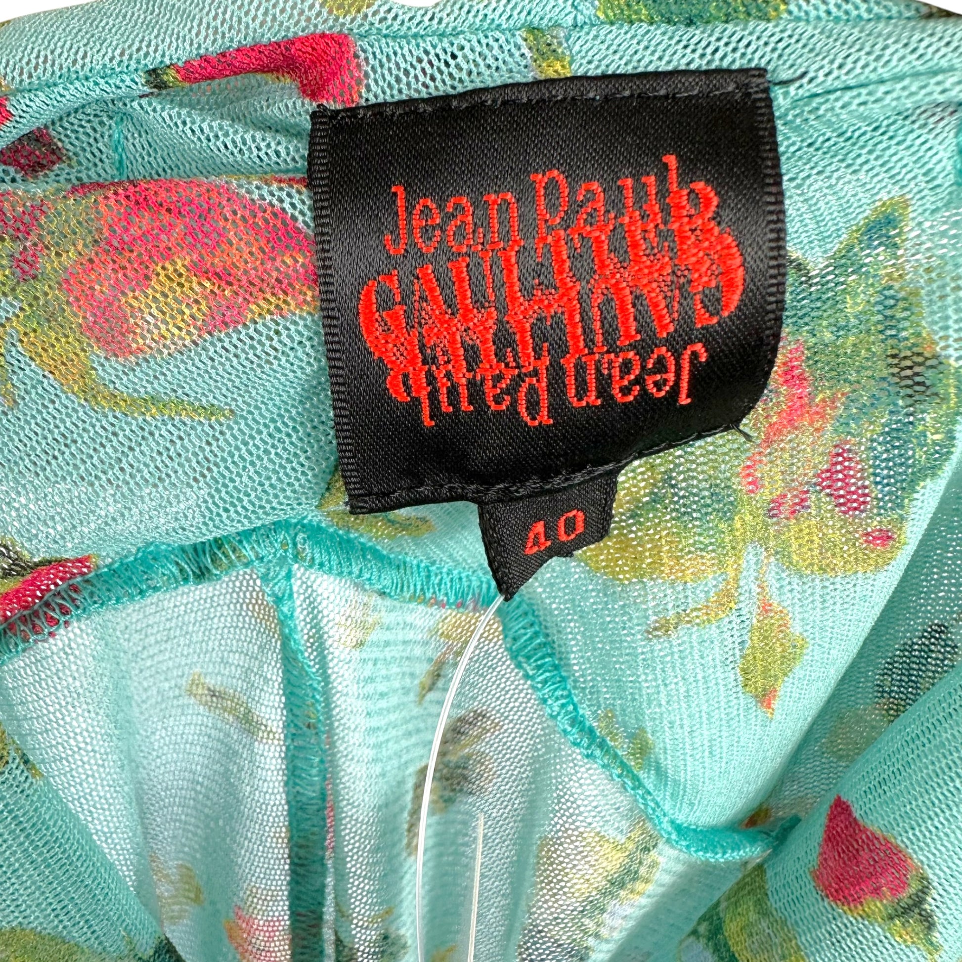 Jean Paul Gaultier Halter Tank Turquoise Blue Floral Print