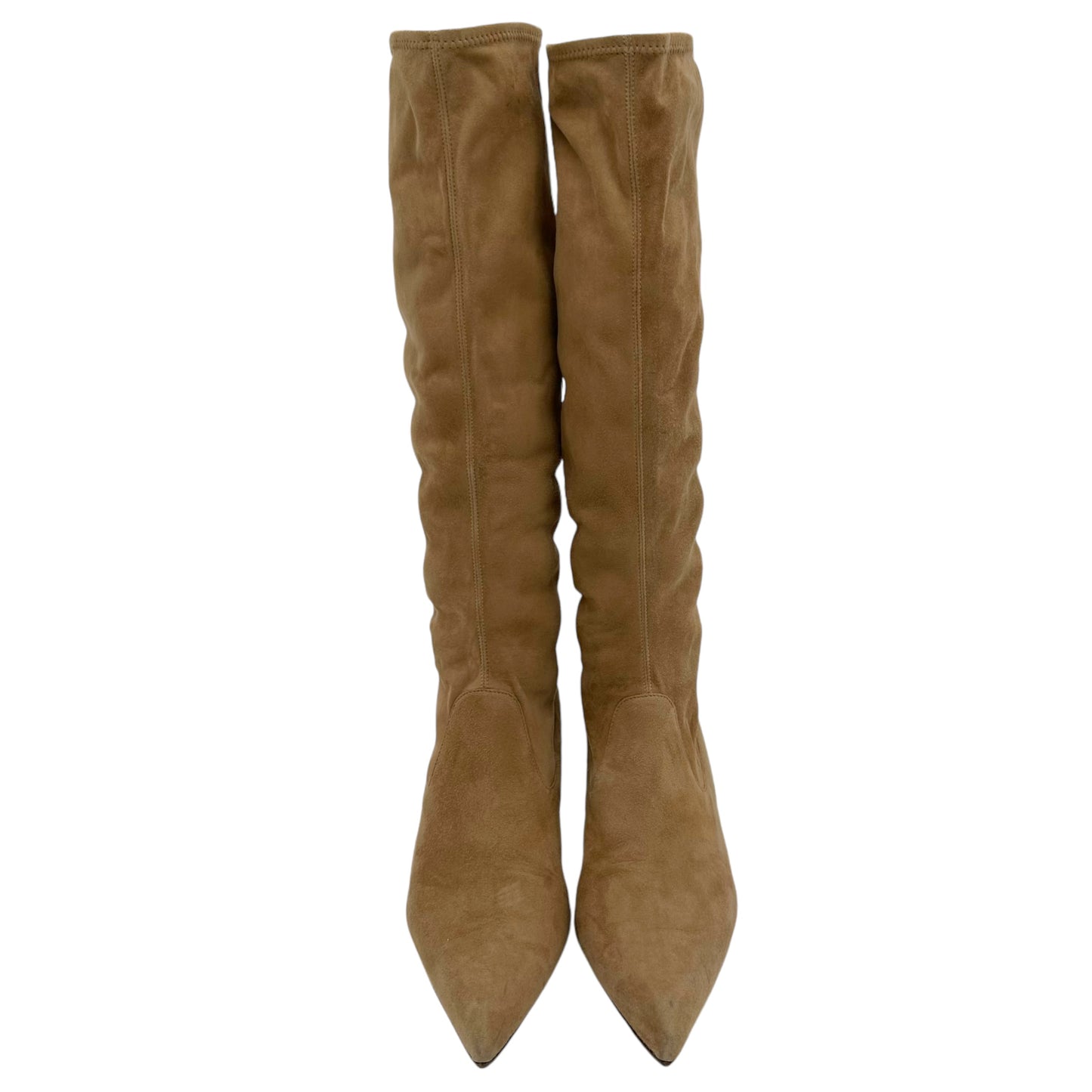 Celine Tan Suede Pointed Toe Boots