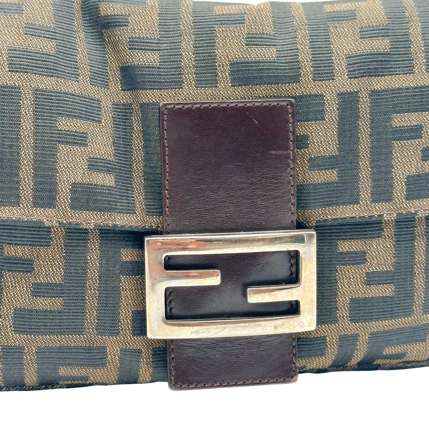 Fendi Brown Classic Zucca Monogram Baguette Bag