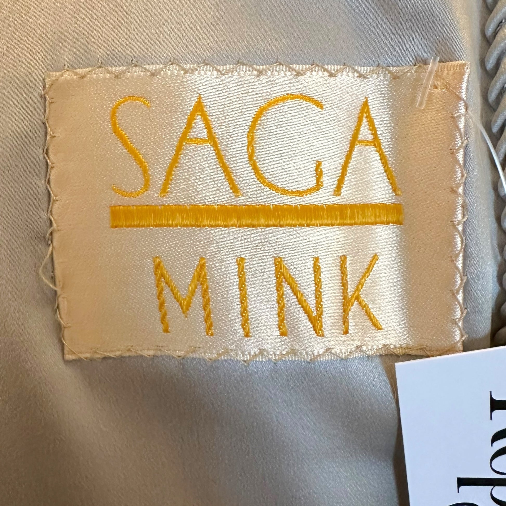 Saga Gray Mink Coat Open Front Notched Lapel XS