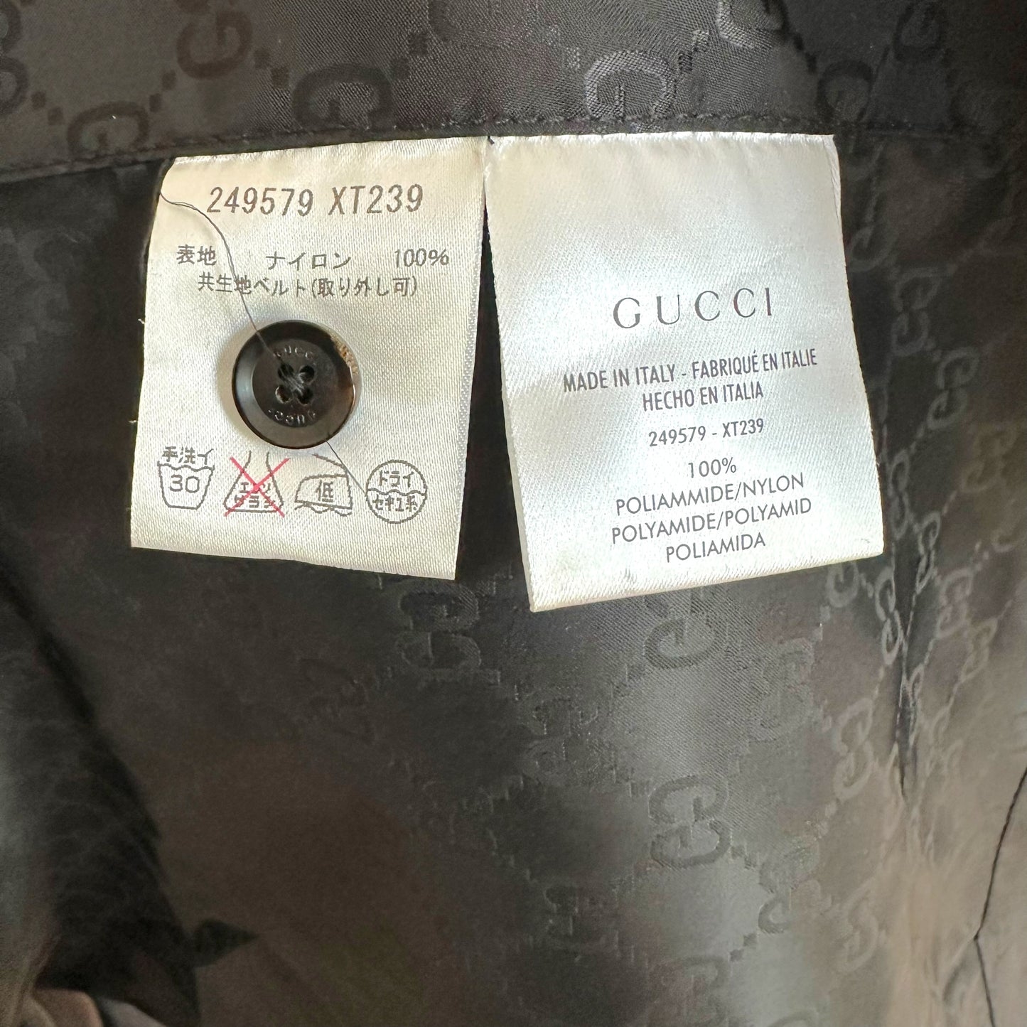 Gucci Trench Coat Black Logo Monogram Packable XS