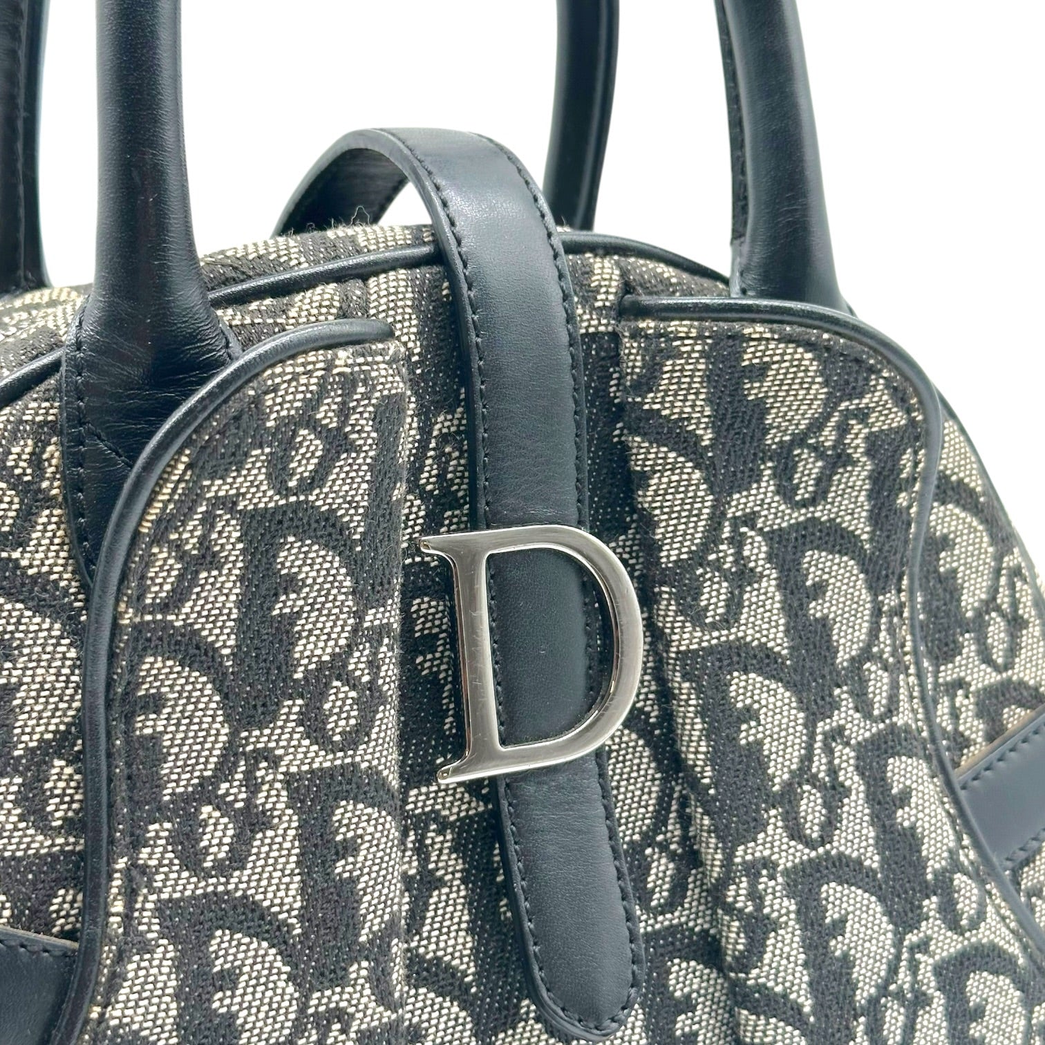Christian Dior Black Trotter Monogram Small Bowler Handbag