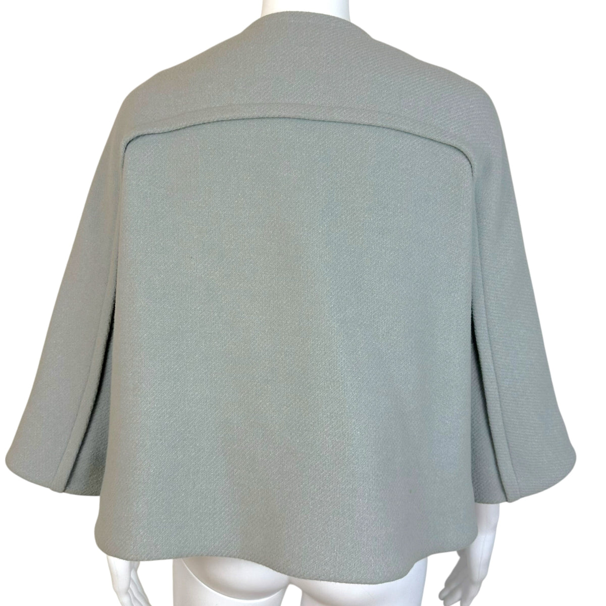 Chloe Cropped Napoleon Jacket Light Blue Wool Wide Sleeve